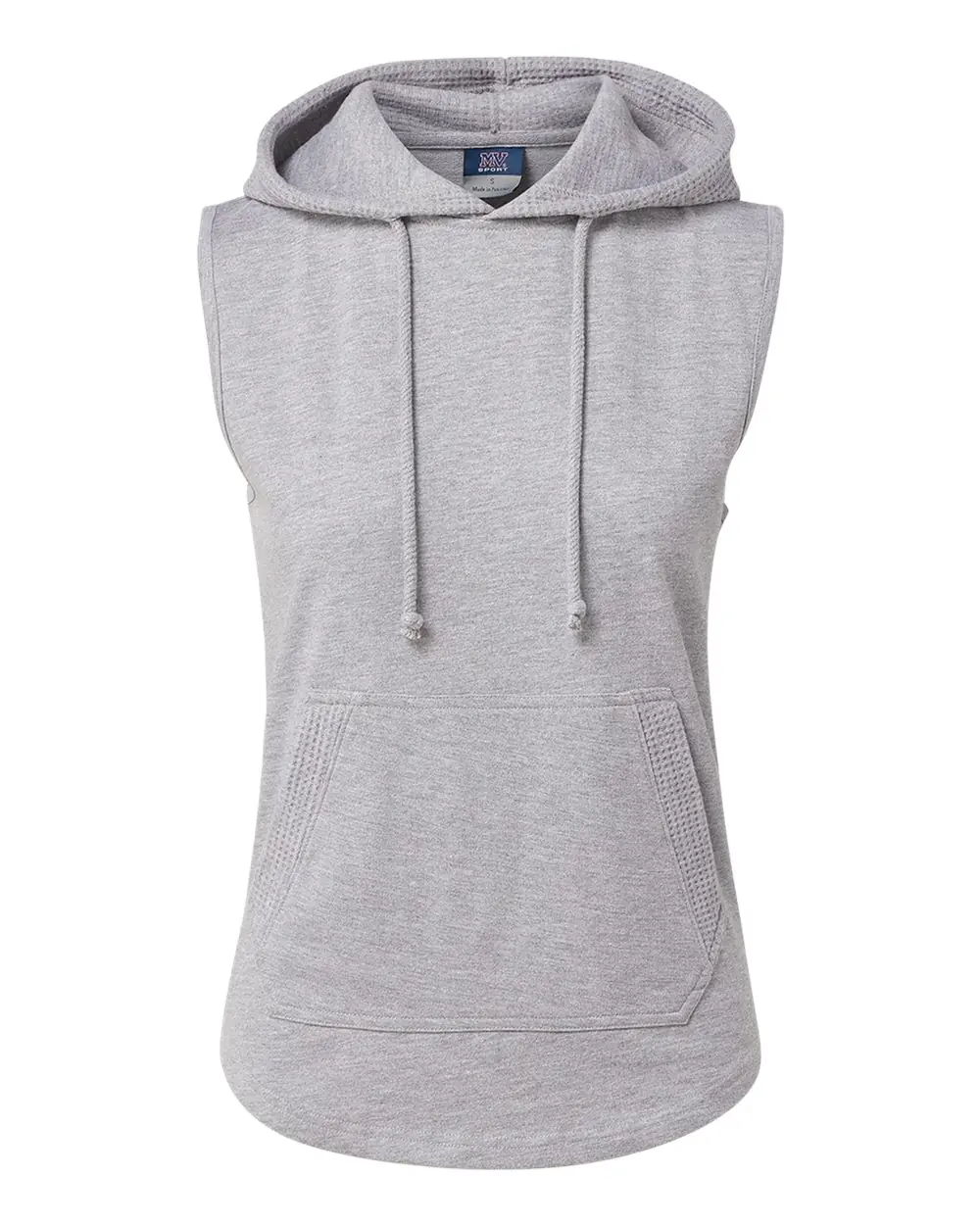 MV Sport Women's Kinsley Sleeveless Hooded Sweatshirt in Heather Grey