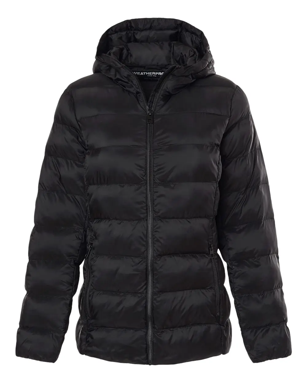 Weatherproof Women's Lightweight Poly-filled Hooded Puffer Jacket in Black