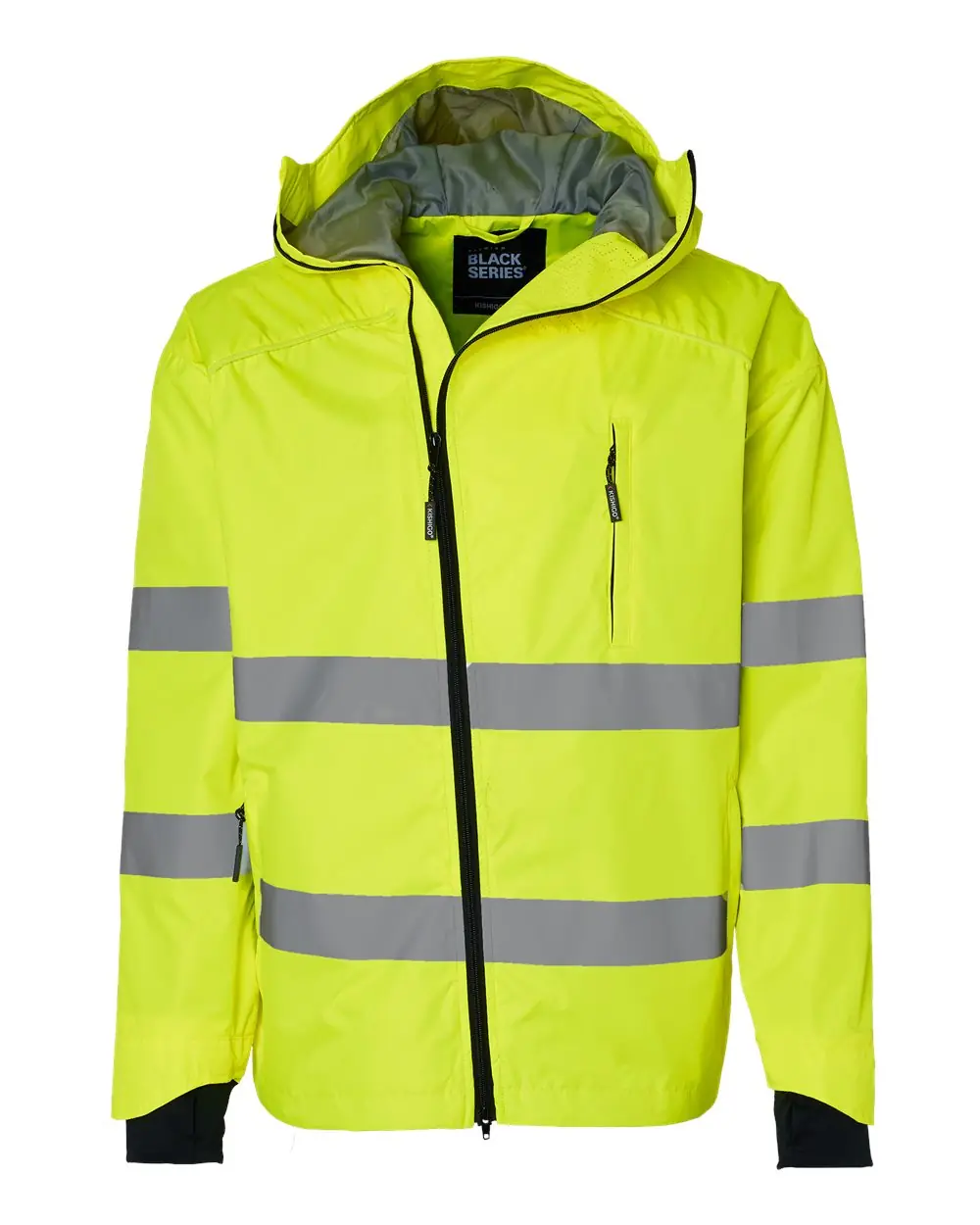 Kishigo Unisex Premium Black Series® Windbreaker in Lime/ Black