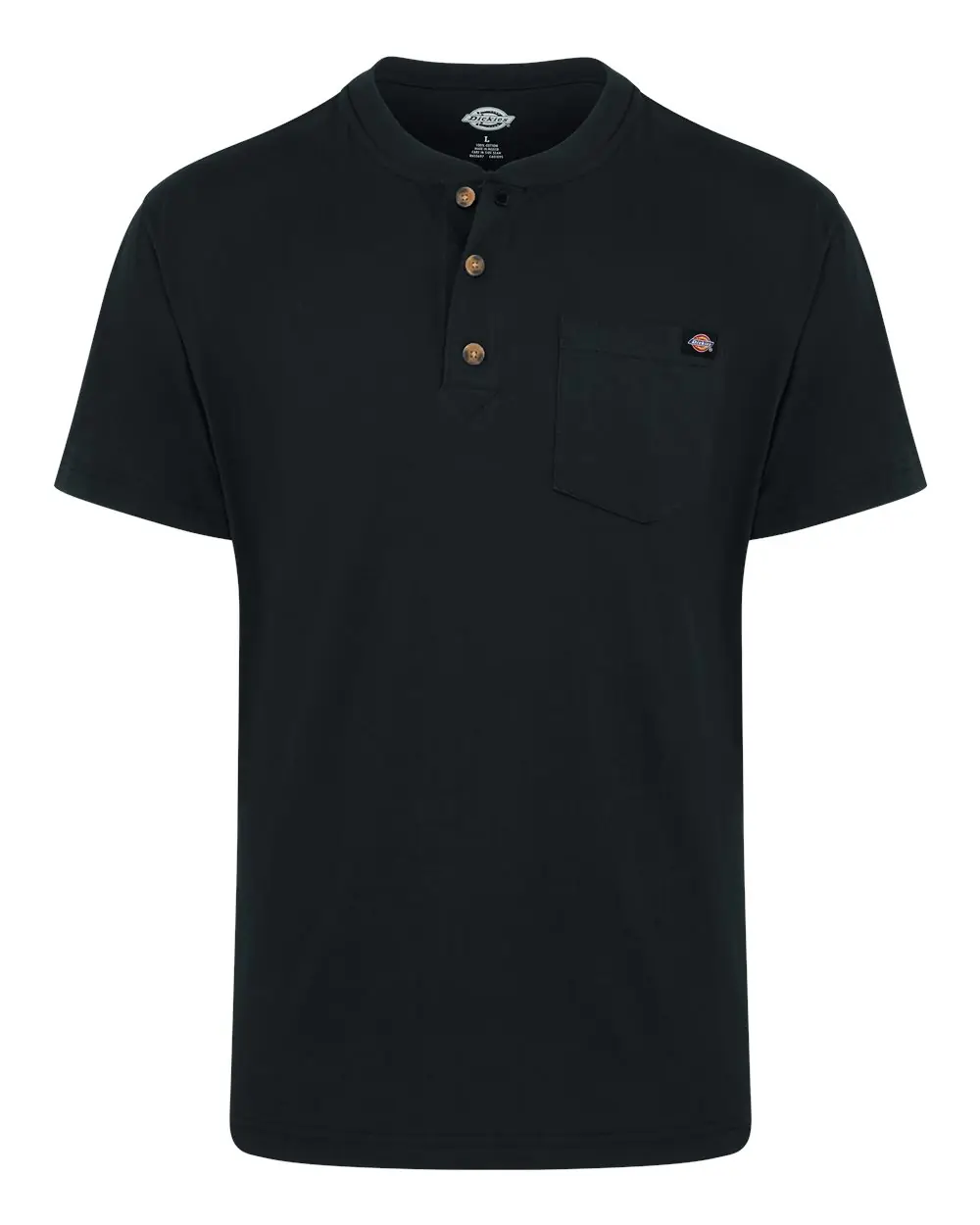 Dickies Men's Tall Heavyweight Traditional Short Sleeve Henley in Black