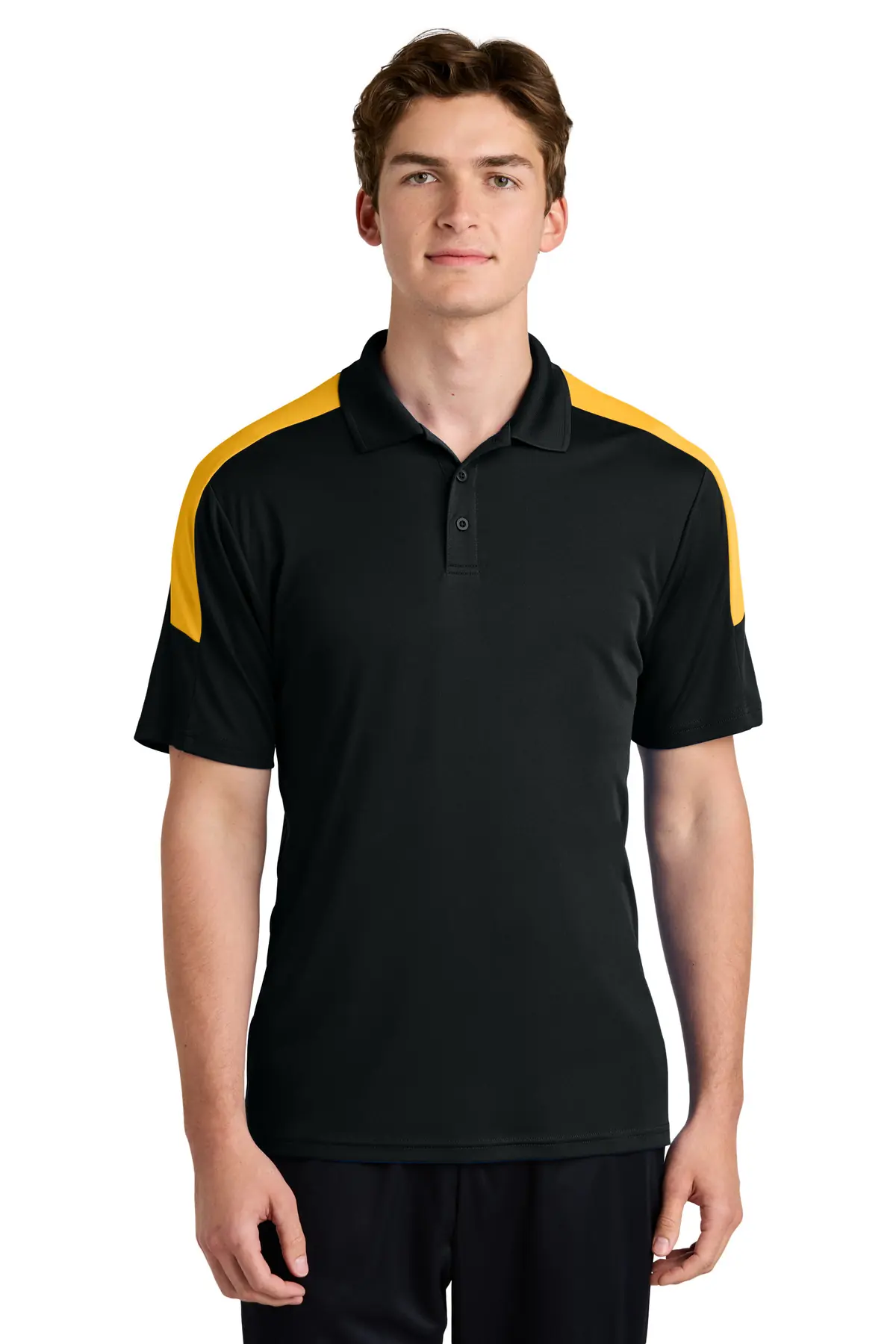 Sport-Tek Competitor United Polo in Black/ Gold