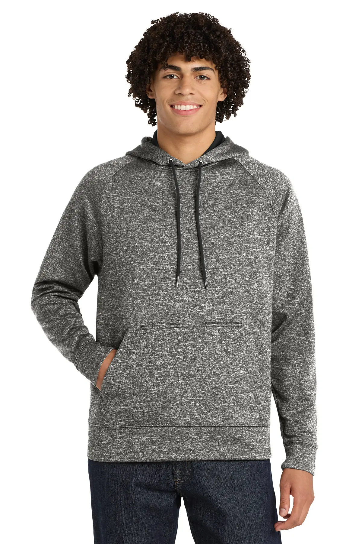 Sport-Tek PosiCharge Electric Heather Fleece Hooded Pullover. in Black Electric