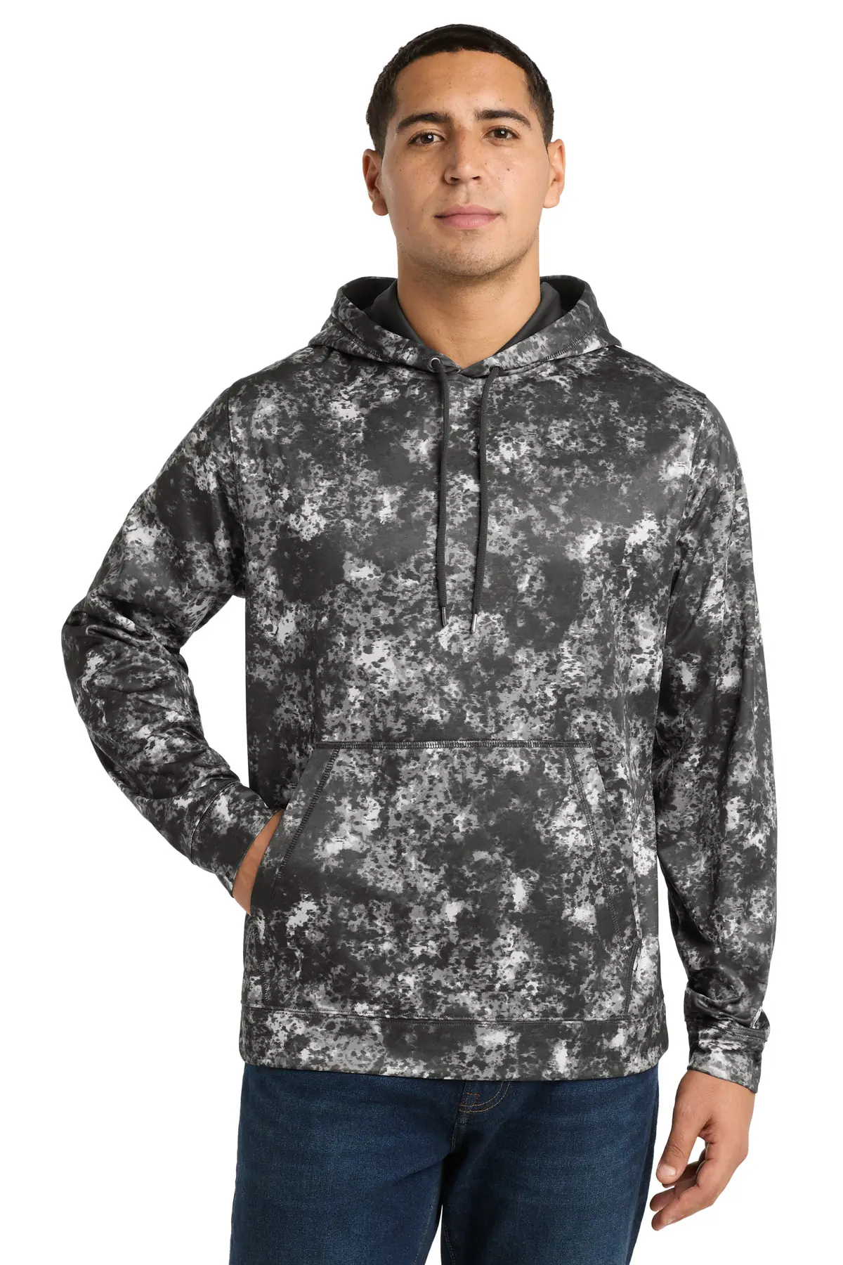 Sport-Tek Sport-Wick Mineral Freeze Fleece Hooded Pullover. in Black