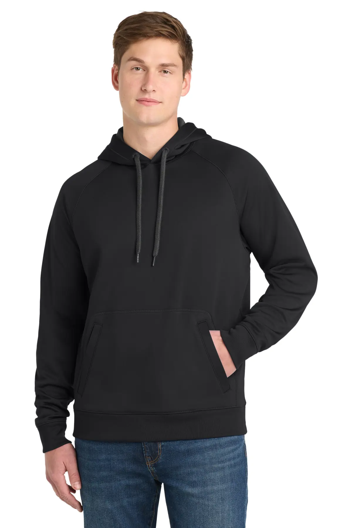 Sport-Tek Tech Fleece Hooded Sweatshirt. in Black