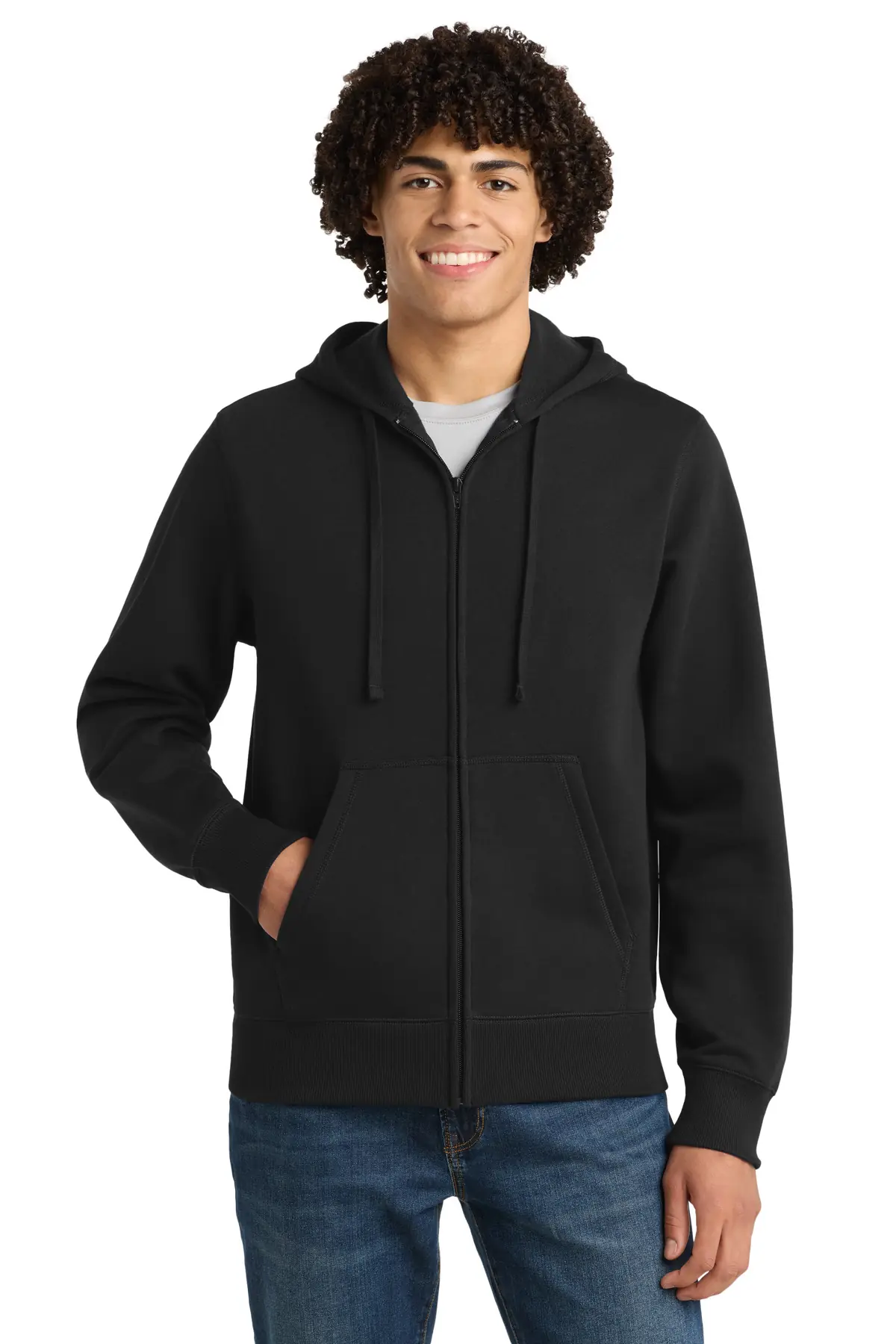 Sport-Tek Full-Zip Hooded Sweatshirt. in Black