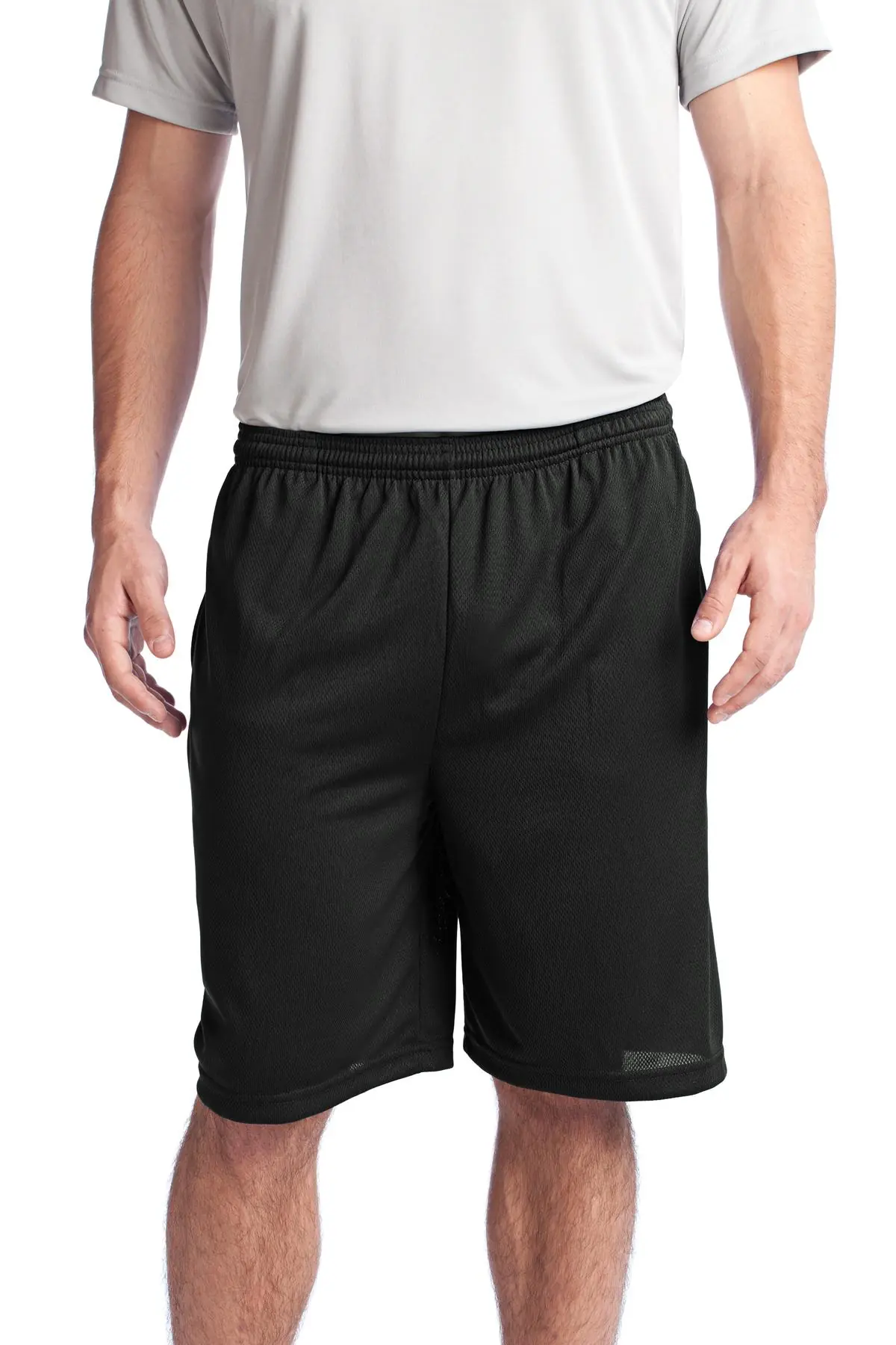 Sport-Tek PosiCharge Tough Mesh Pocket Short. in Black