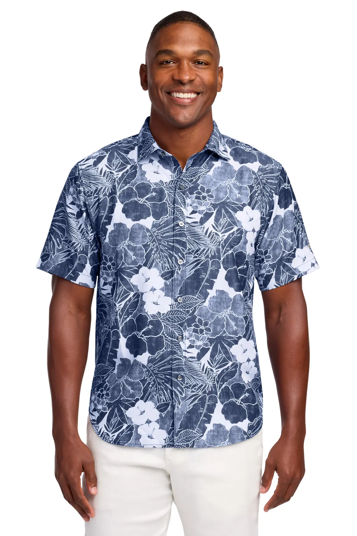 Tommy Bahama Coconut Point Playa Flora Short Sleeve Shirt in Blue Note