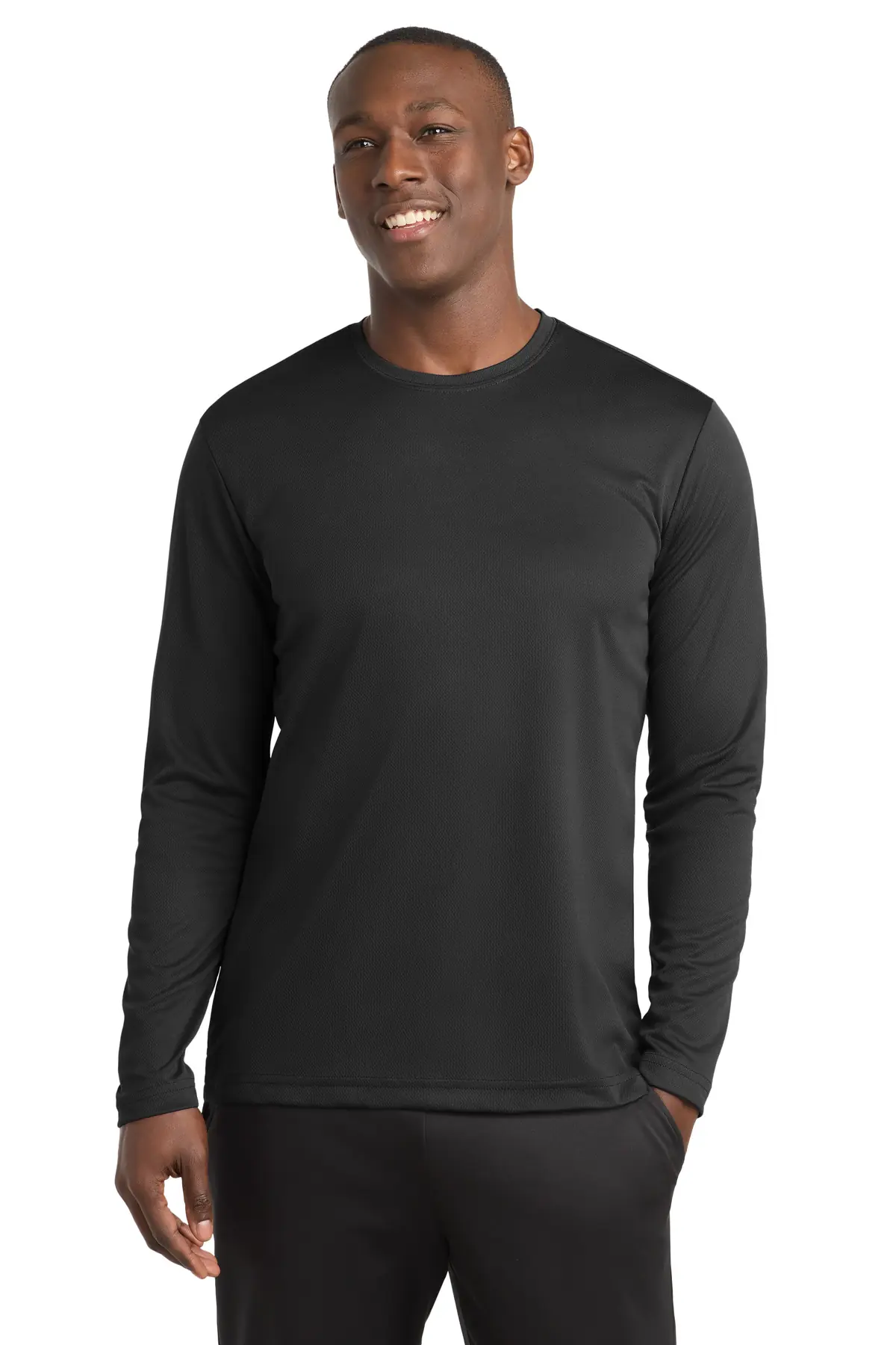 Sport-Tek PosiCharge RacerMesh Long Sleeve Tee. in Black