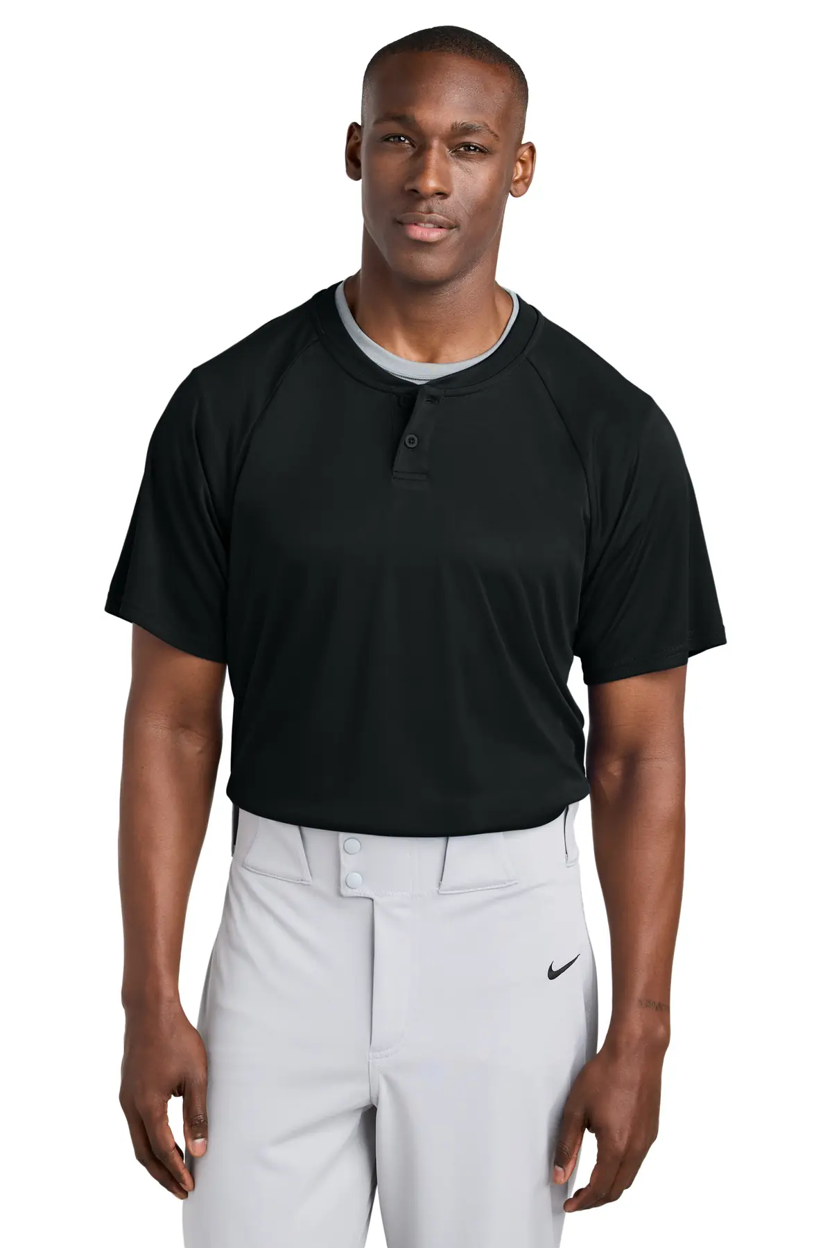 Sport-Tek PosiCharge Competitor 2-Button Henley in Black