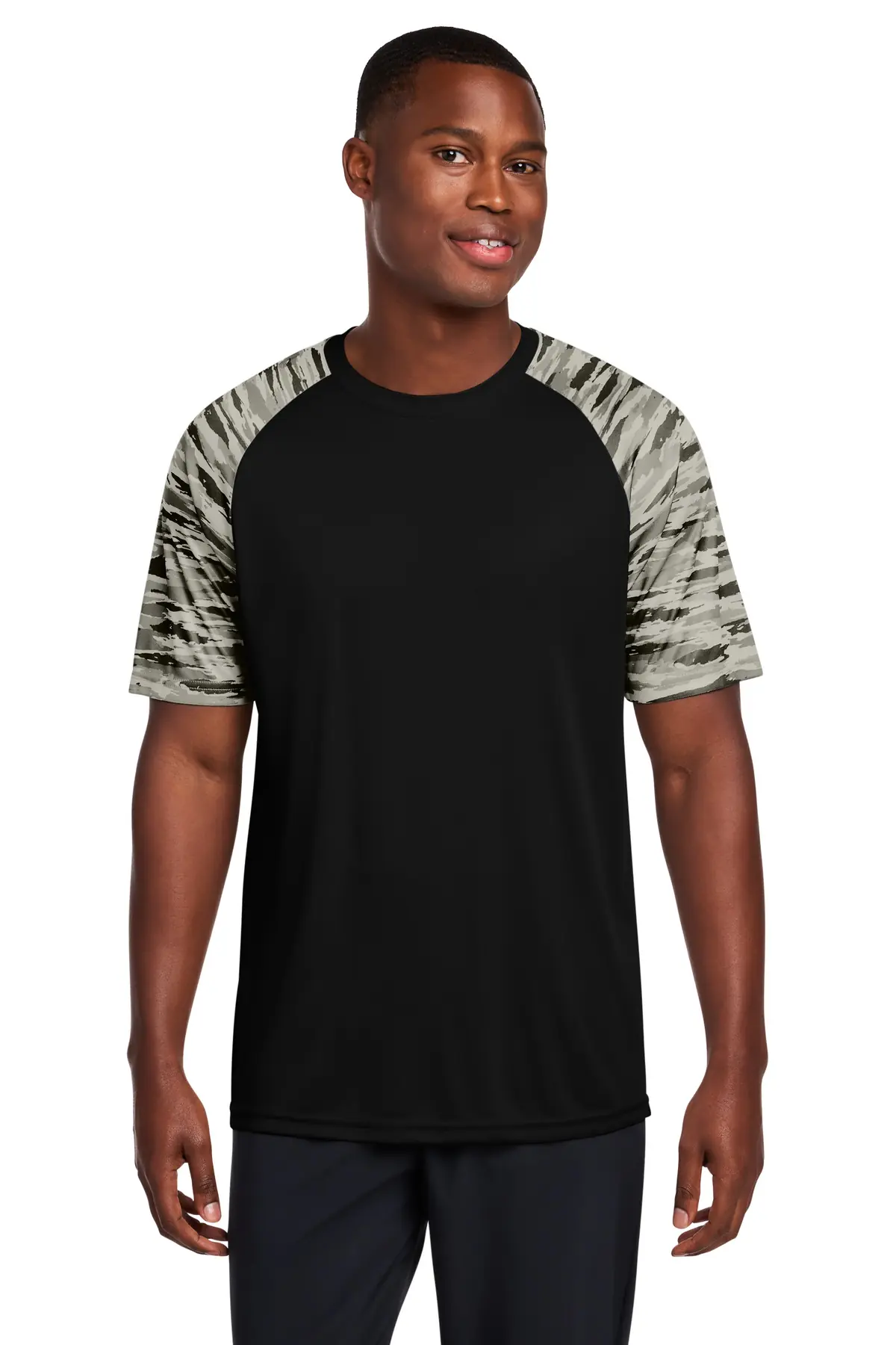 Sport-Tek Drift Camo Colorblock Tee in Black