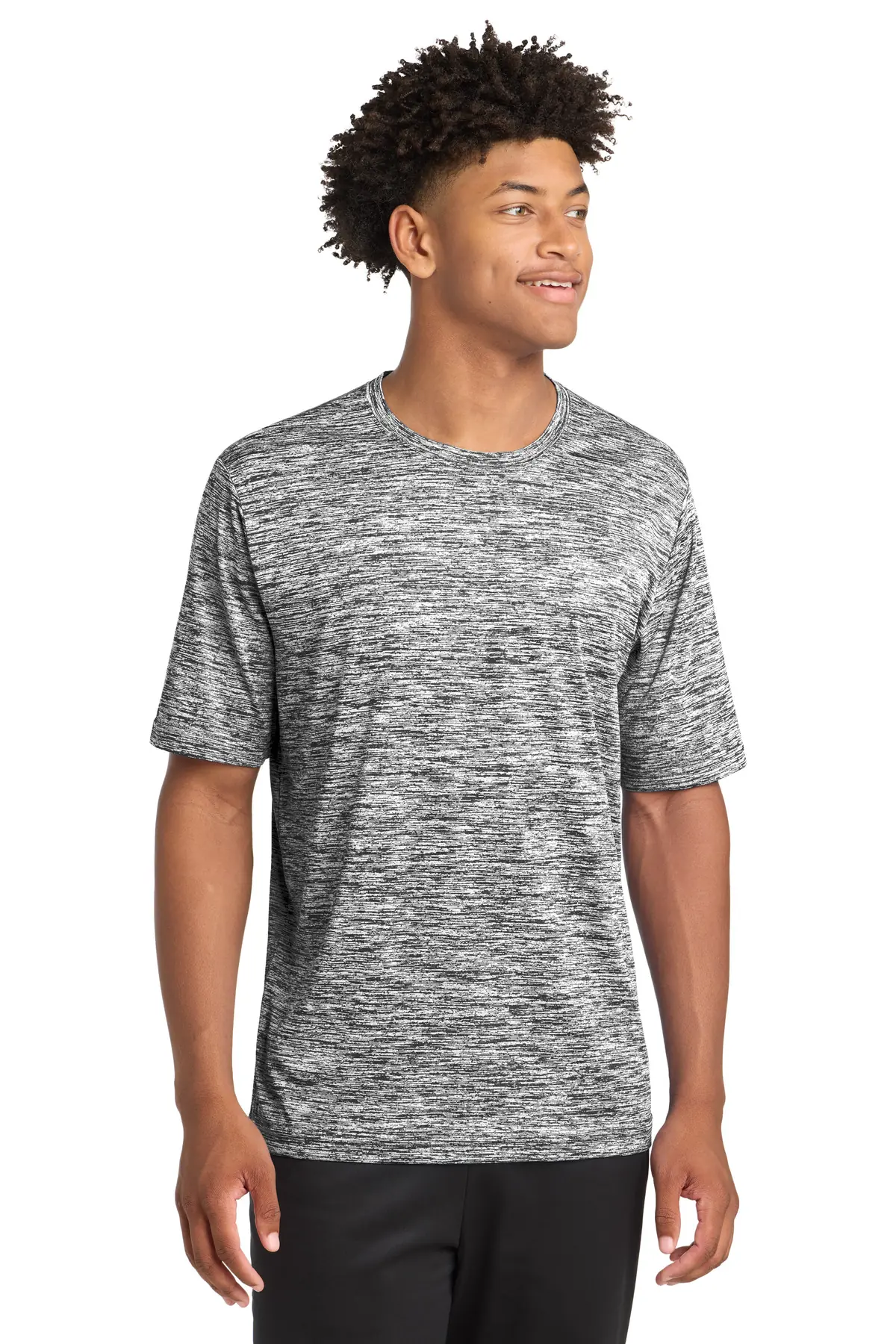 Sport-Tek PosiCharge Electric Heather Tee. in Black Electric