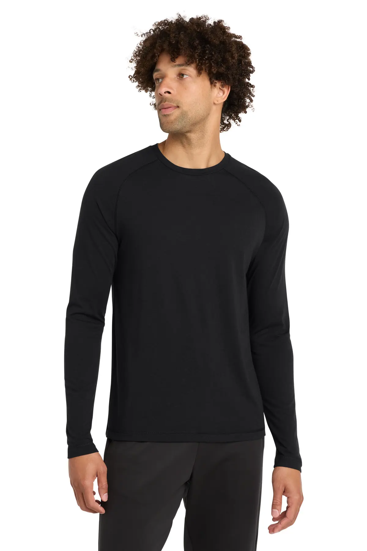 Sport-Tek PosiCharge Long Sleeve Tri-Blend Wicking Raglan Tee in Black Triad Solid