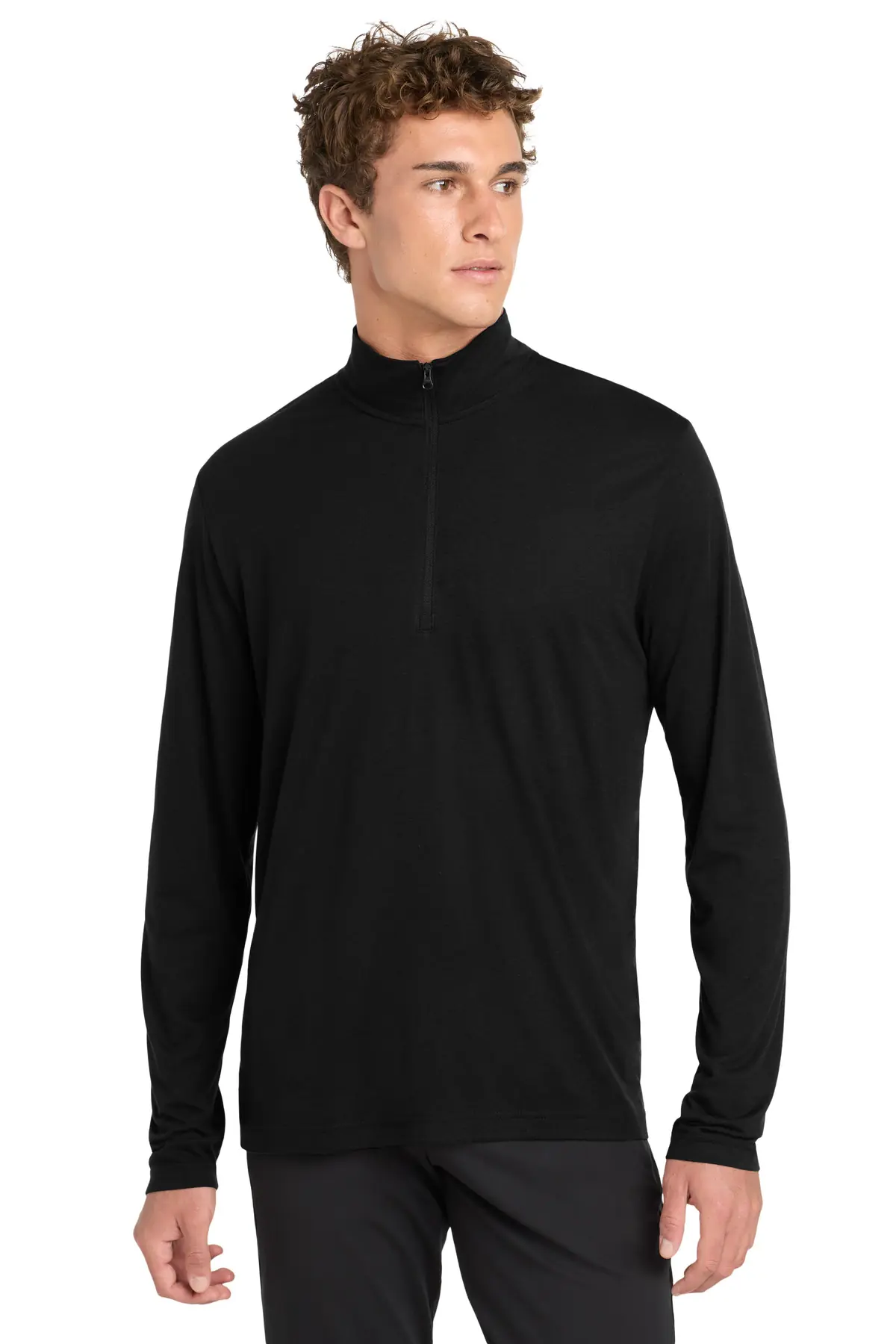 Sport-Tek PosiCharge Tri-Blend Wicking 1/4-Zip Pullover. in Black Triad Solid