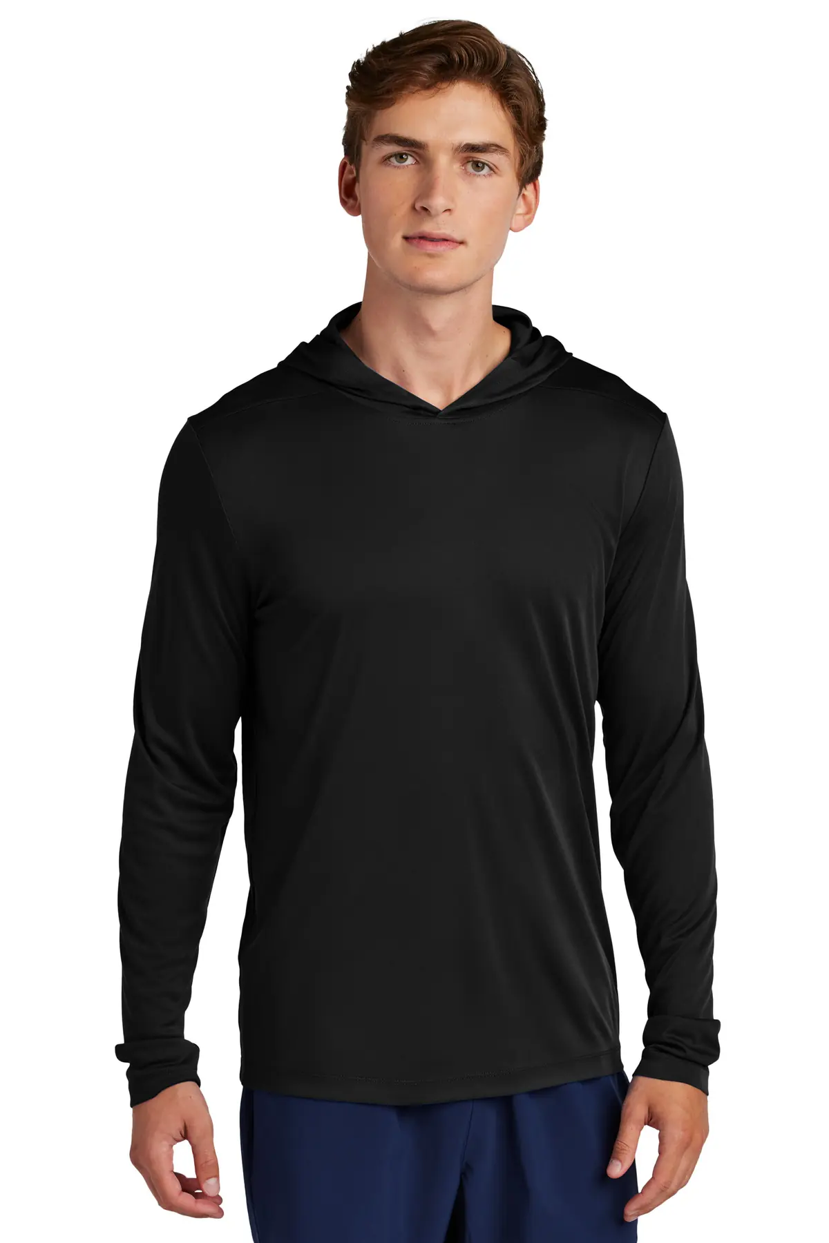 Sport-Tek Posi-UV Pro Long Sleeve Hoodie in Black