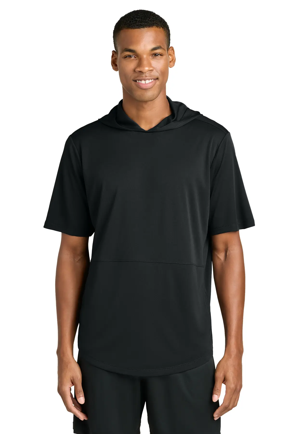 Sport-Tek Club Short Sleeve Hoodie in Black