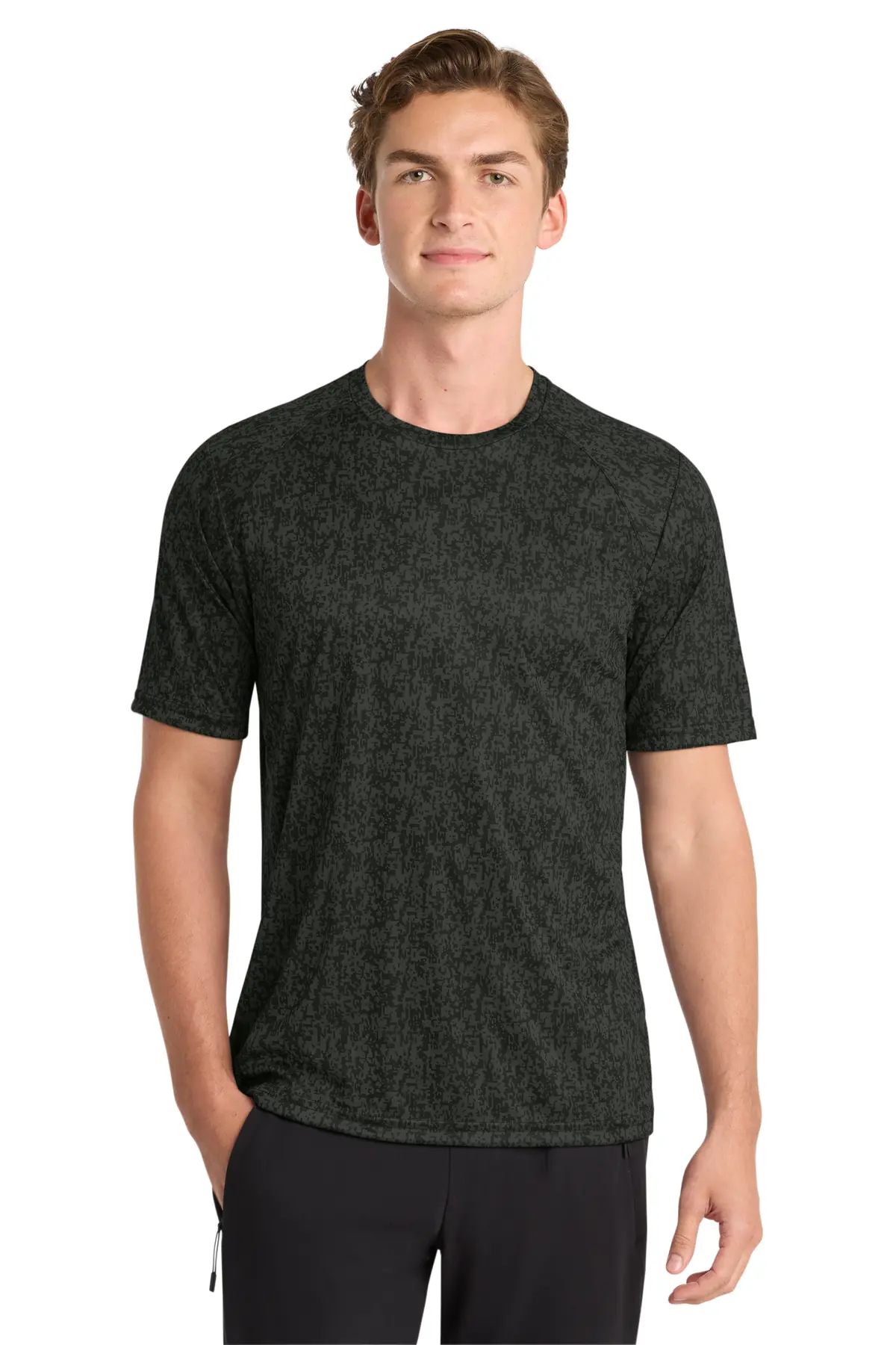 Sport-Tek Digi Camo Tee. in Black