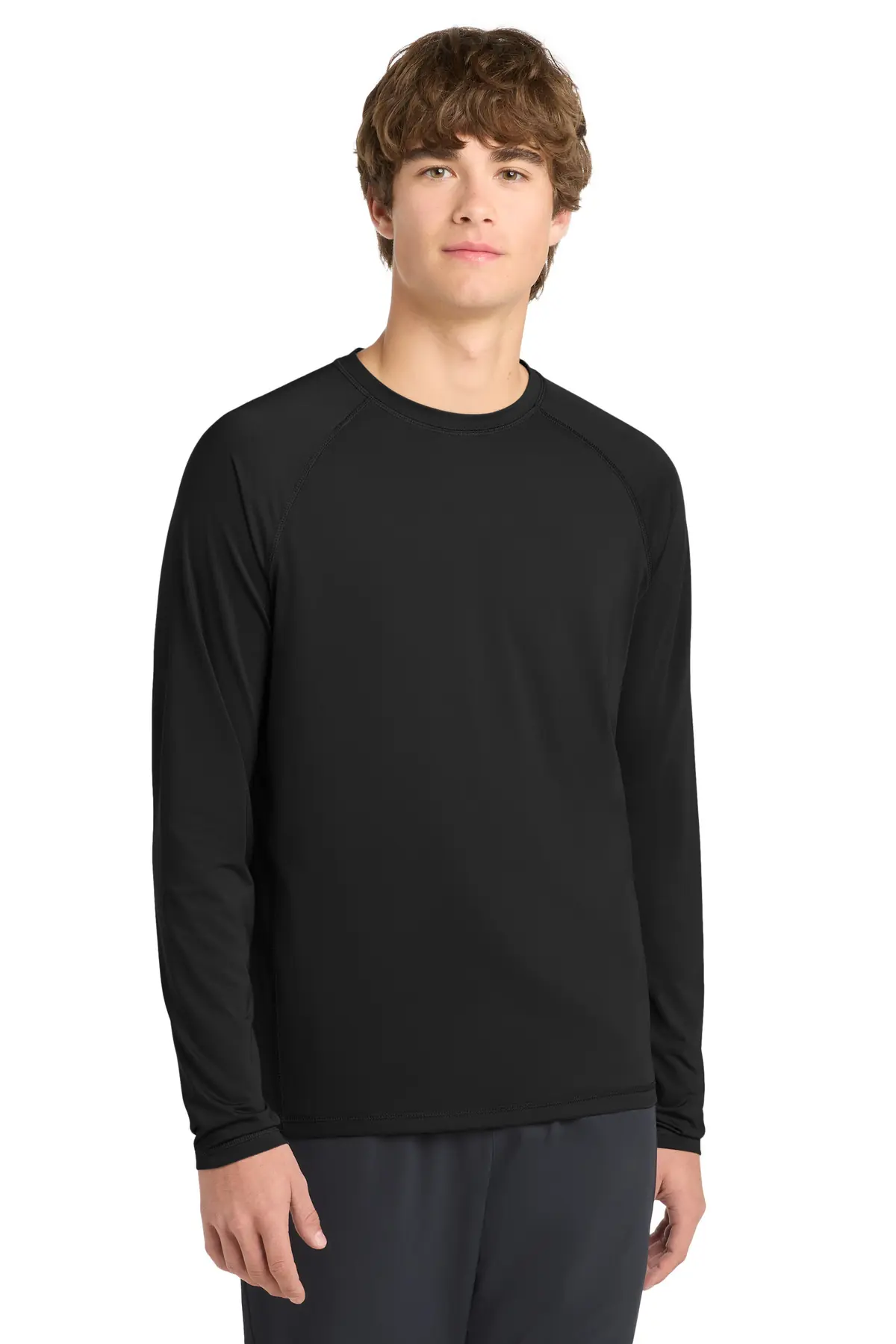 Sport-Tek Long Sleeve Rashguard Tee. in Black