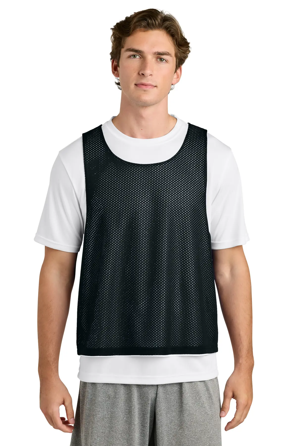 Sport-Tek Lacrosse Reversible Pinnie in Black/ White