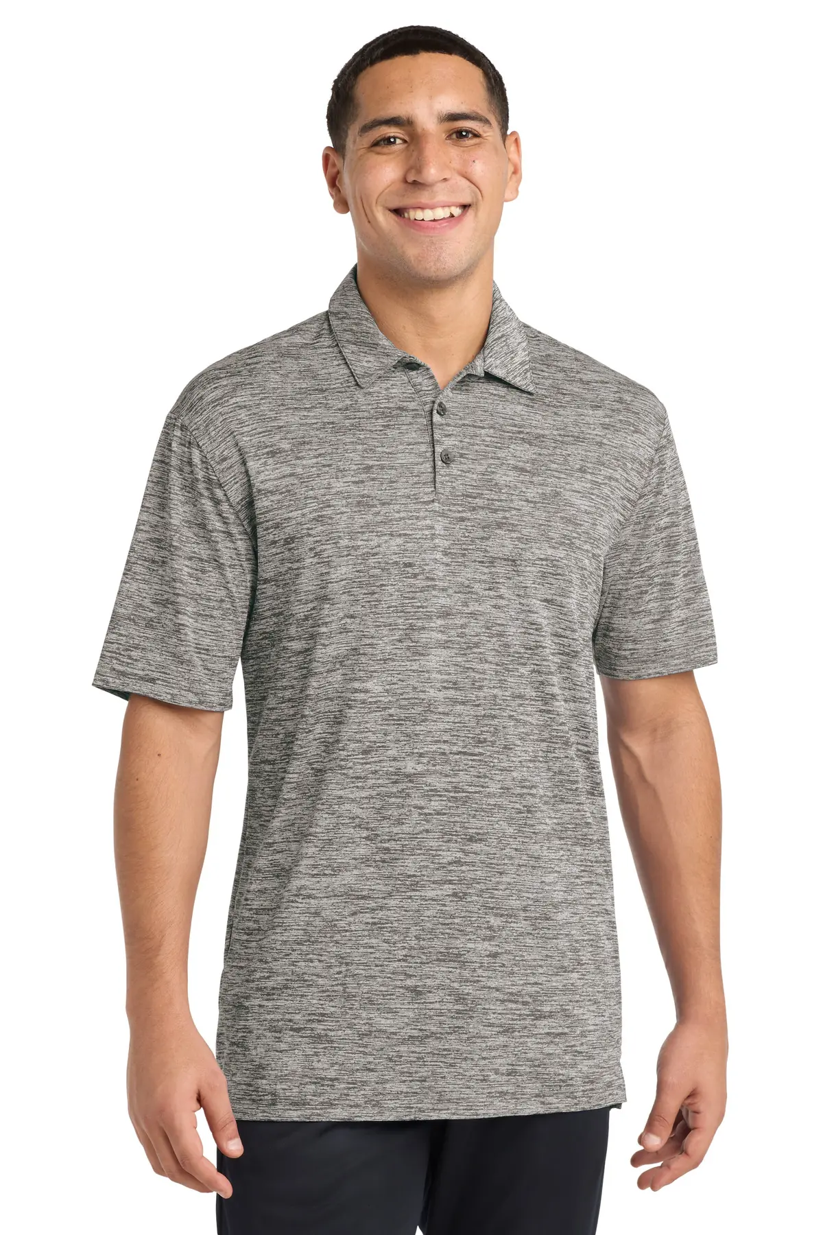 Sport-Tek PosiCharge Electric Heather Polo. in Black Electric