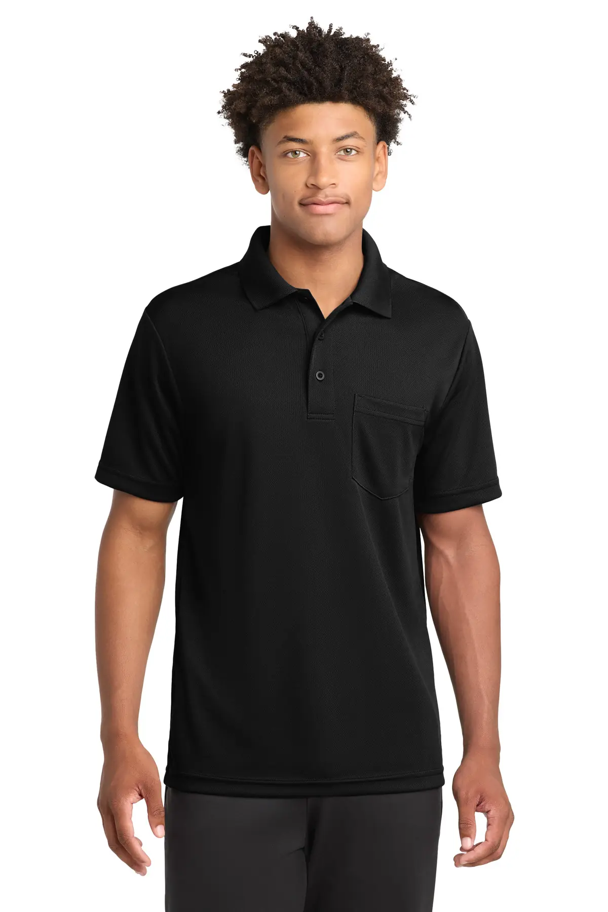 Sport-Tek PosiCharge RacerMesh Pocket Polo. in Black