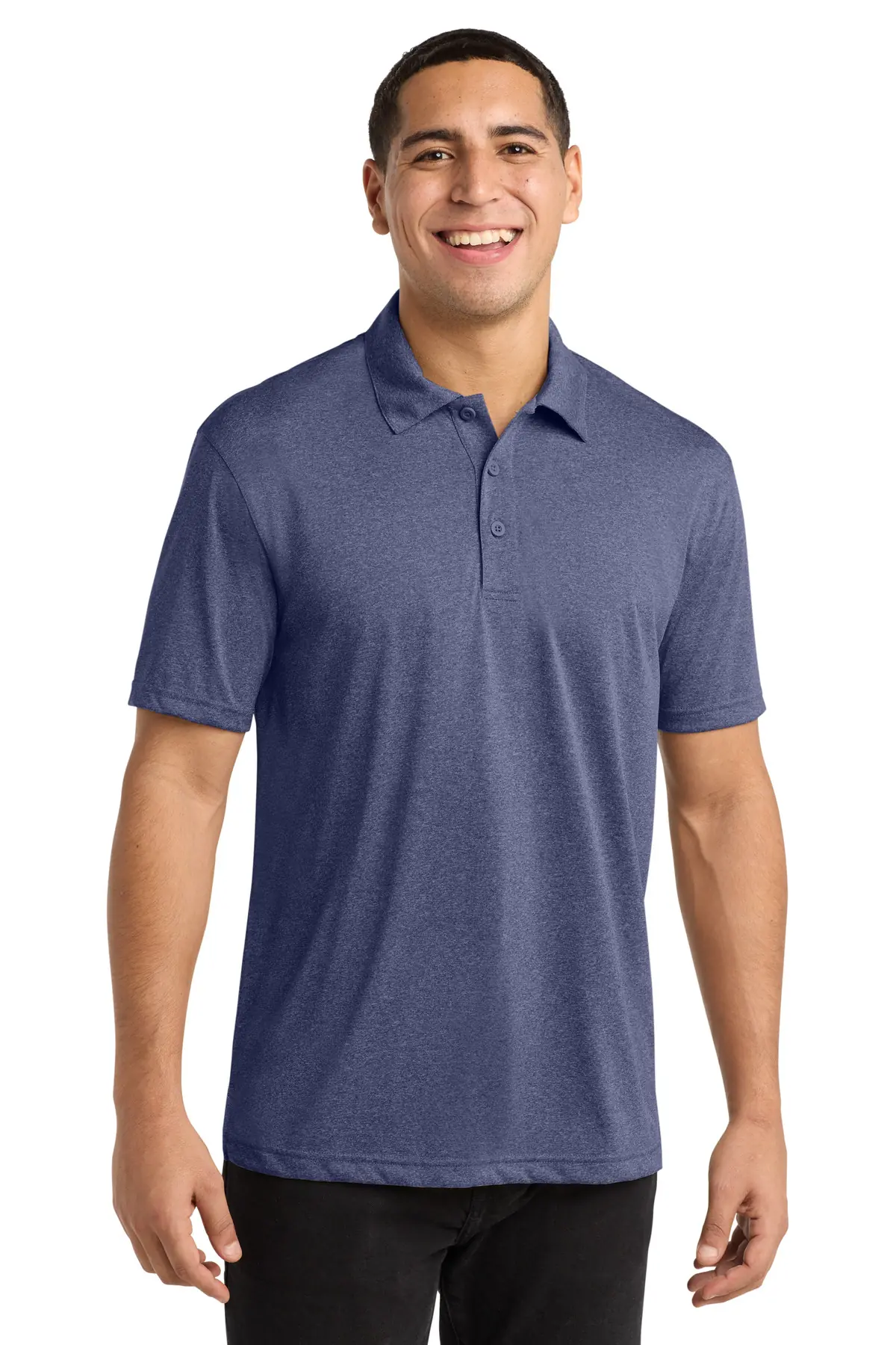 Sport-Tek Heather Contender Polo. in True Navy Heather