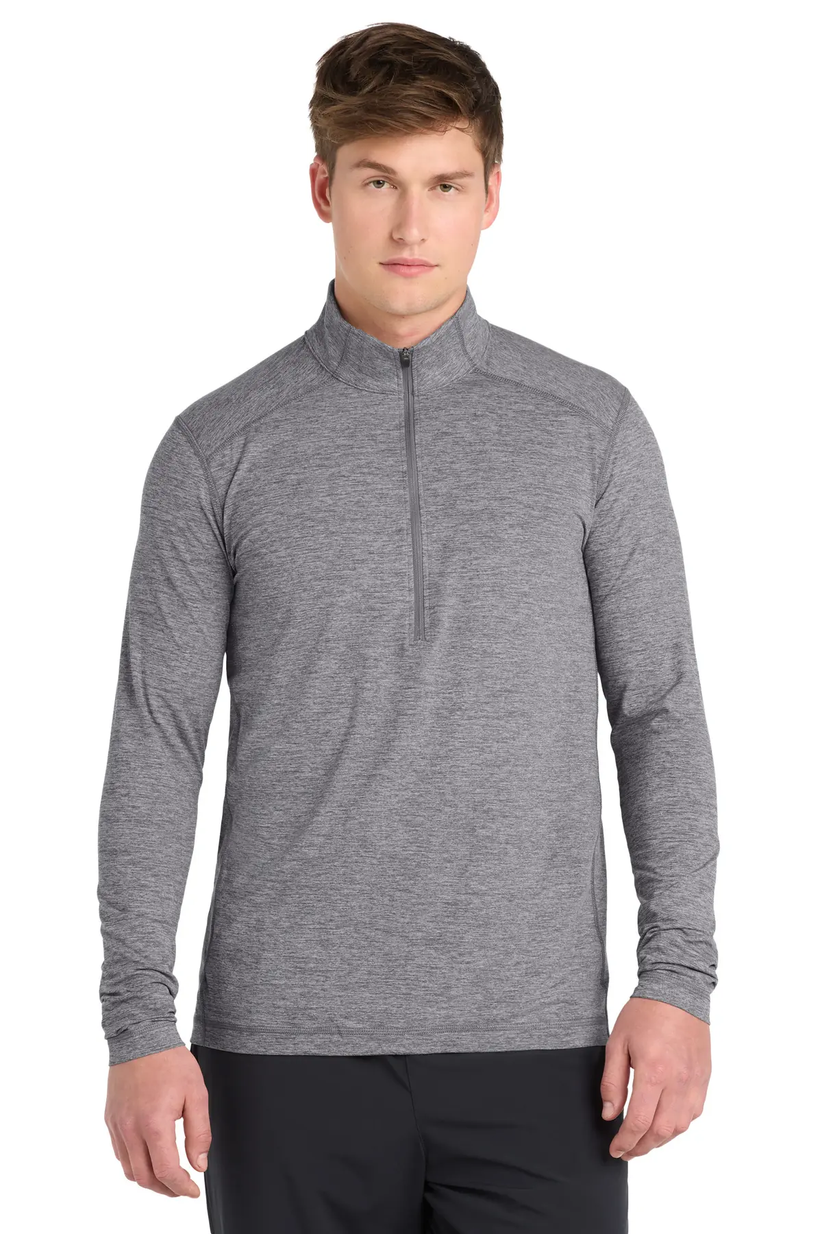 Sport-Tek Exchange 1.5 Long Sleeve 1/2-Zip. in Grey Heather