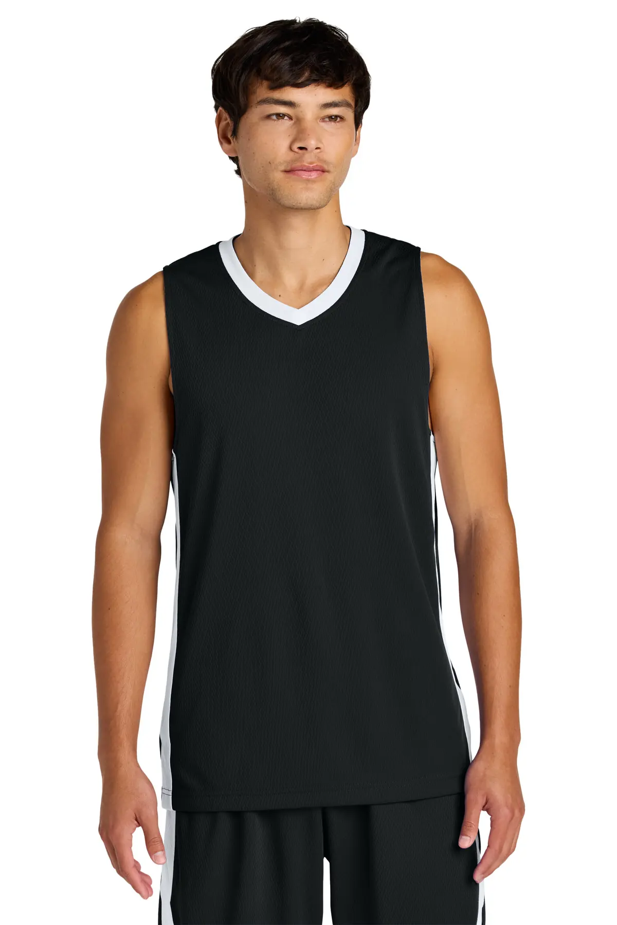Sport-Tek Rival Basketball Rev Jersey in Black/ White