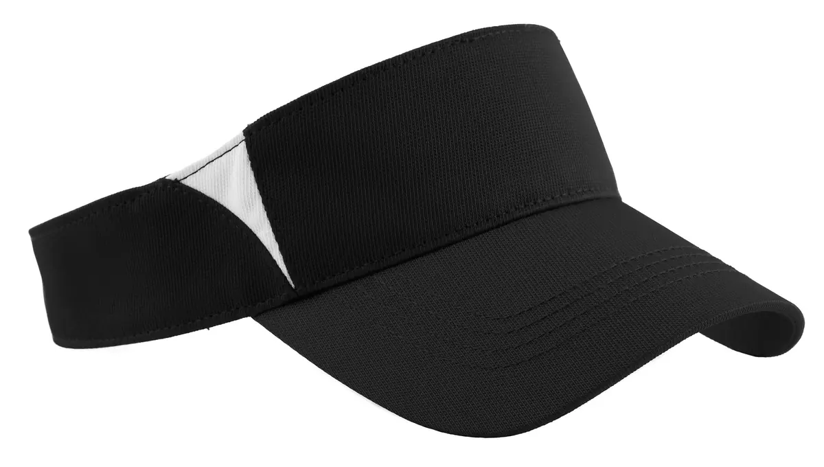 Sport-Tek Dry Zone Colorblock Visor. in Black/ White