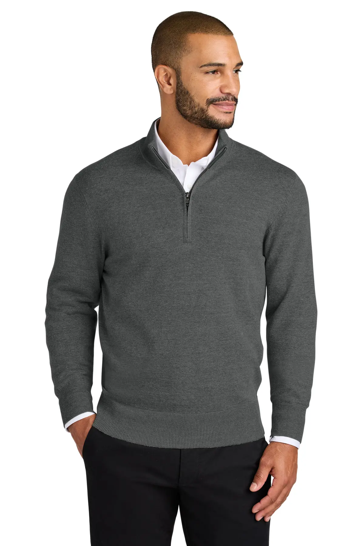 Port Authority Easy Care 1/4-Zip Sweater in Charcoal Heather