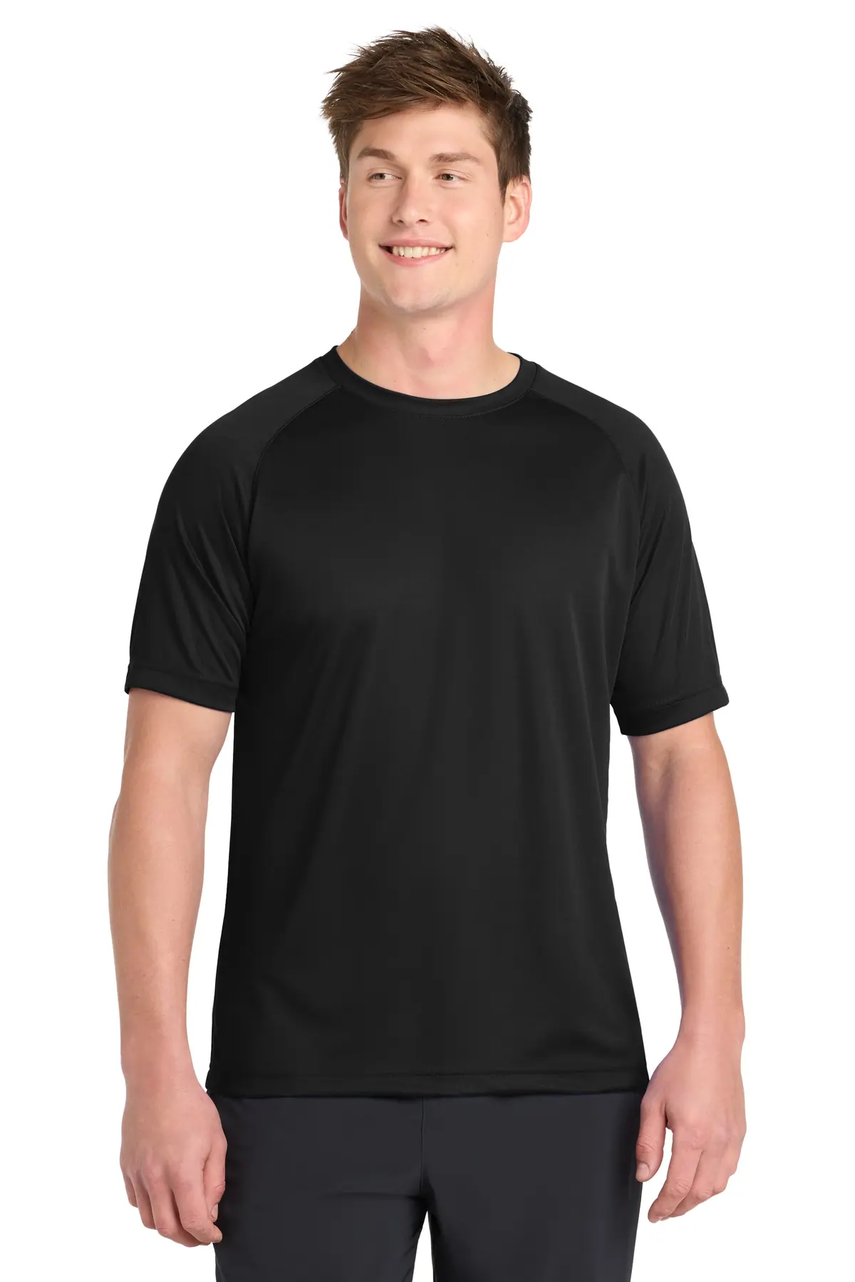 Sport-Tek Dry Zone Short Sleeve Raglan T-Shirt. in Black