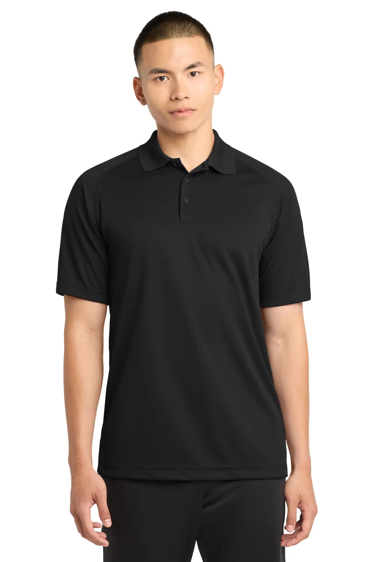 Sport-Tek Dry Zone Raglan Polo. in Black