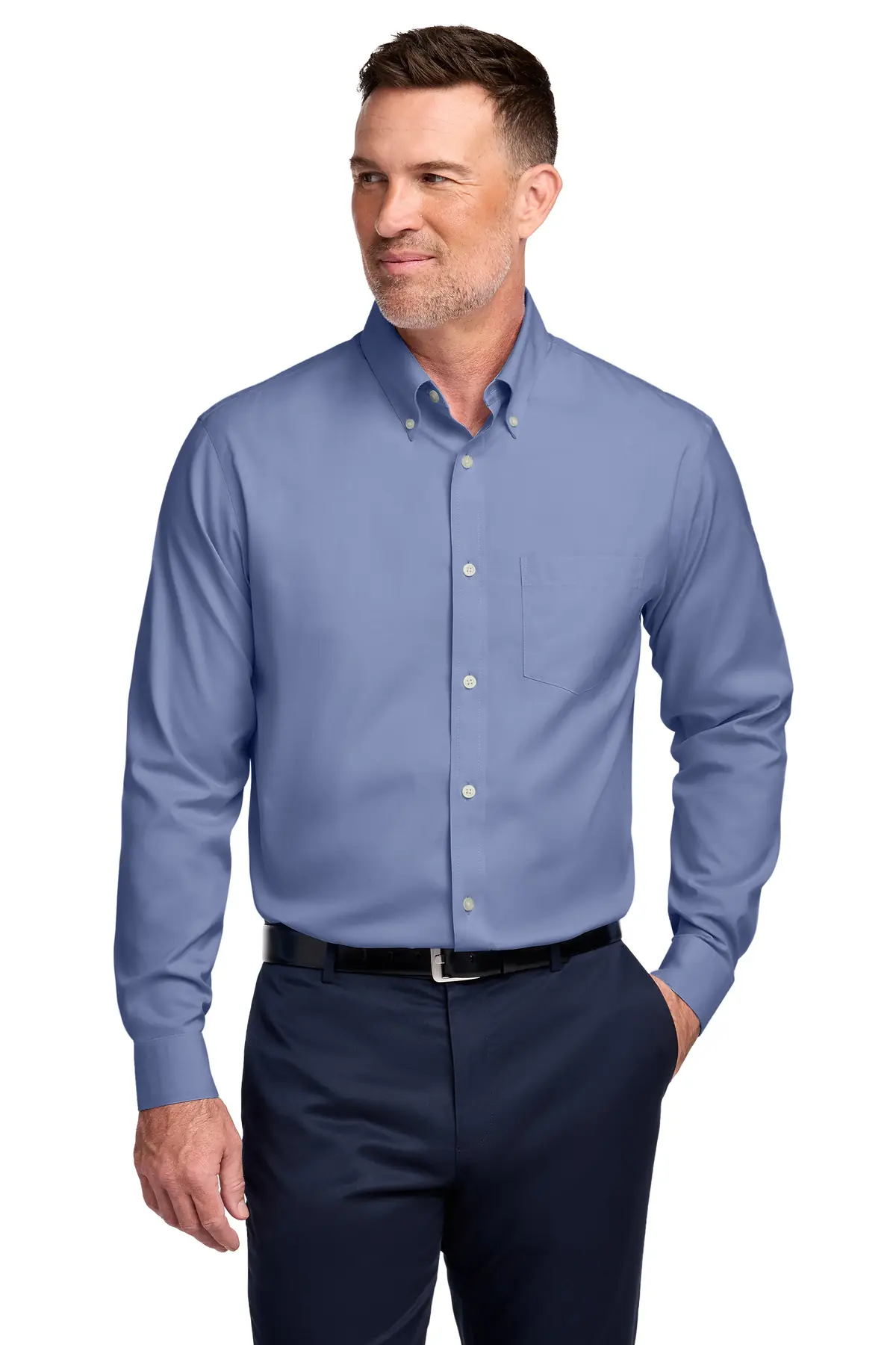 Brooks Brothers Tall Wrinkle-Free Stretch Pinpoint Shirt in Cobalt Blue