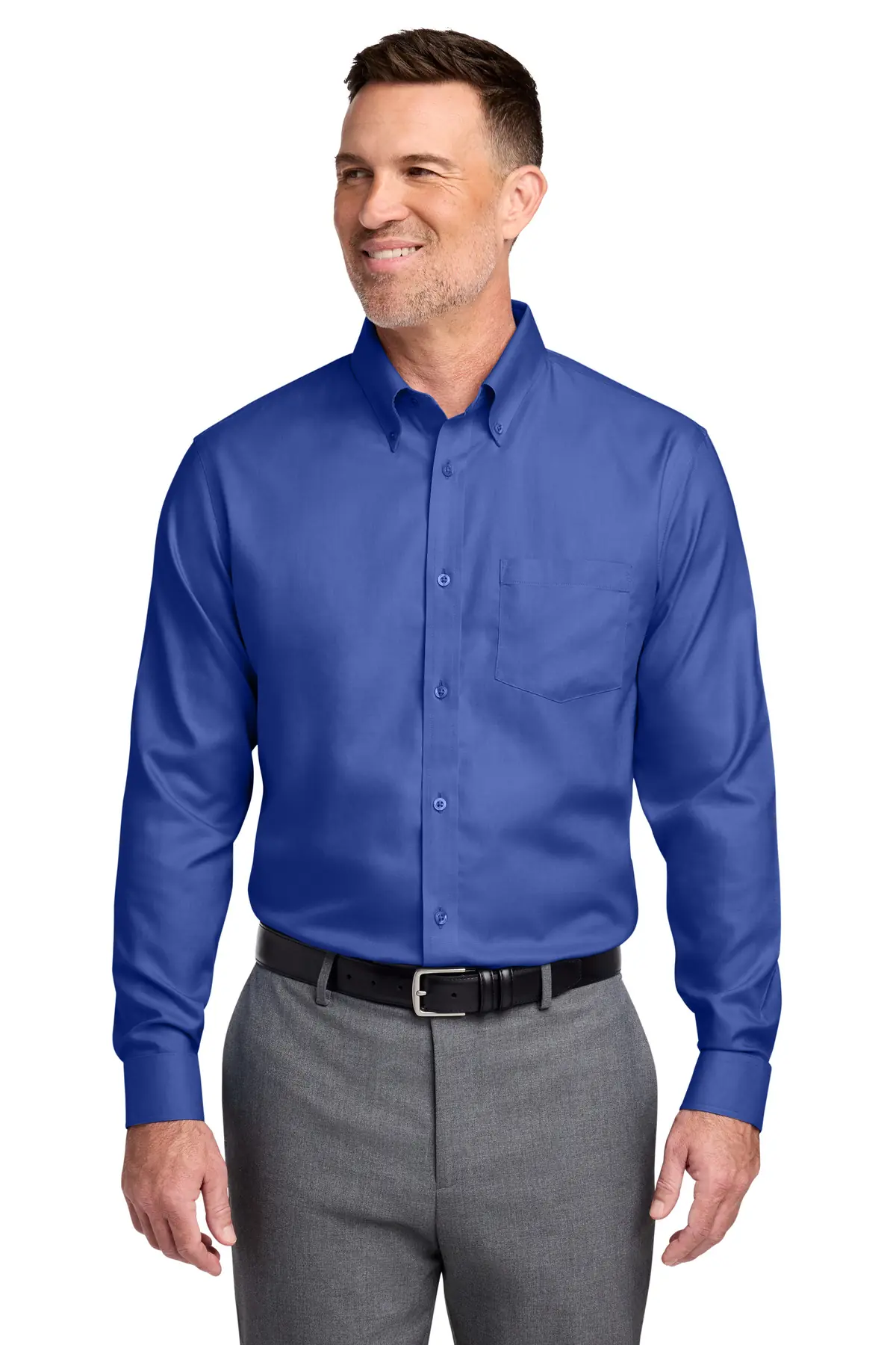 Brooks Brothers Tall Wrinkle-Free Stretch Nailhead Shirt in Cobalt Blue