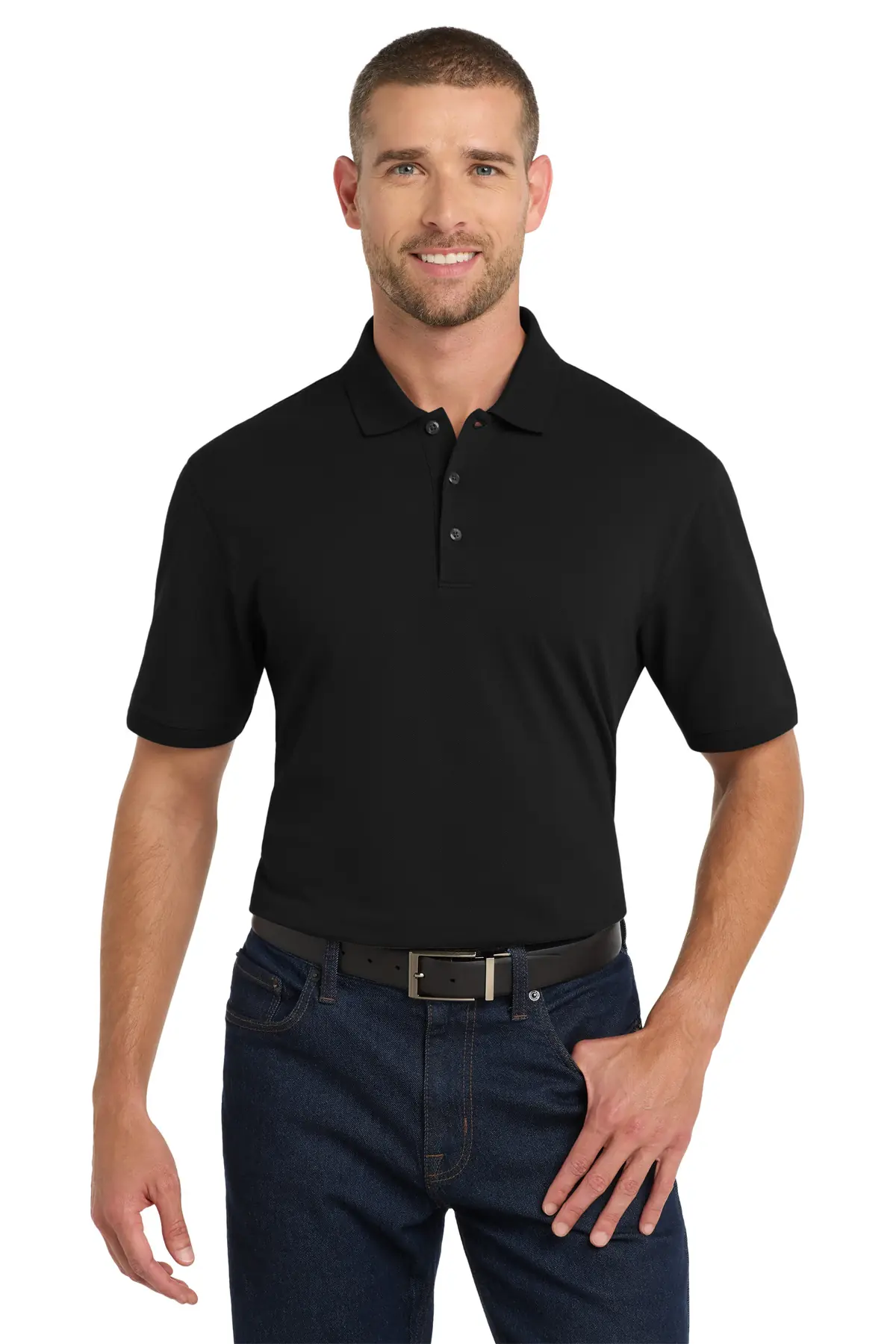 Port Authority Tall EZCotton Polo in Black