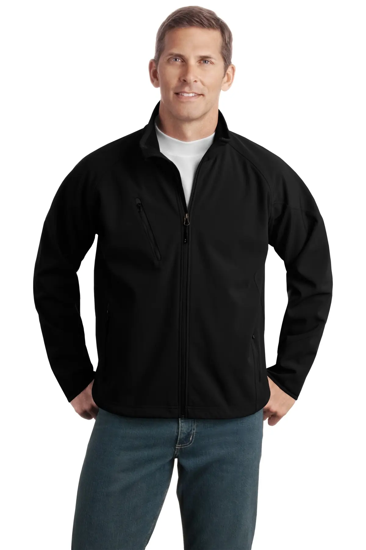 Port Authority Tall Textured Soft Shell Jacket. in Black
