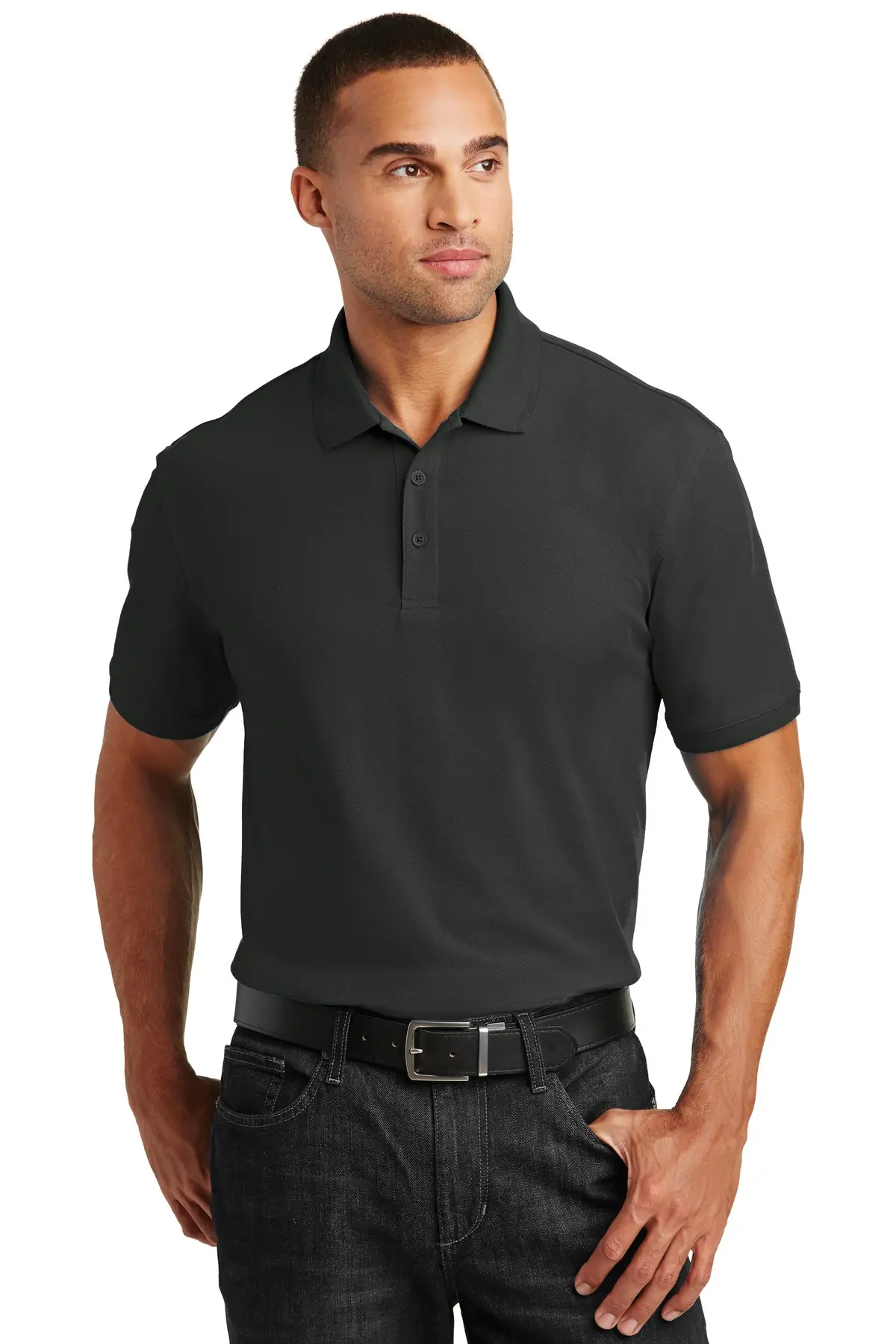 Port Authority Tall Core Classic Pique Polo. in Deep Black