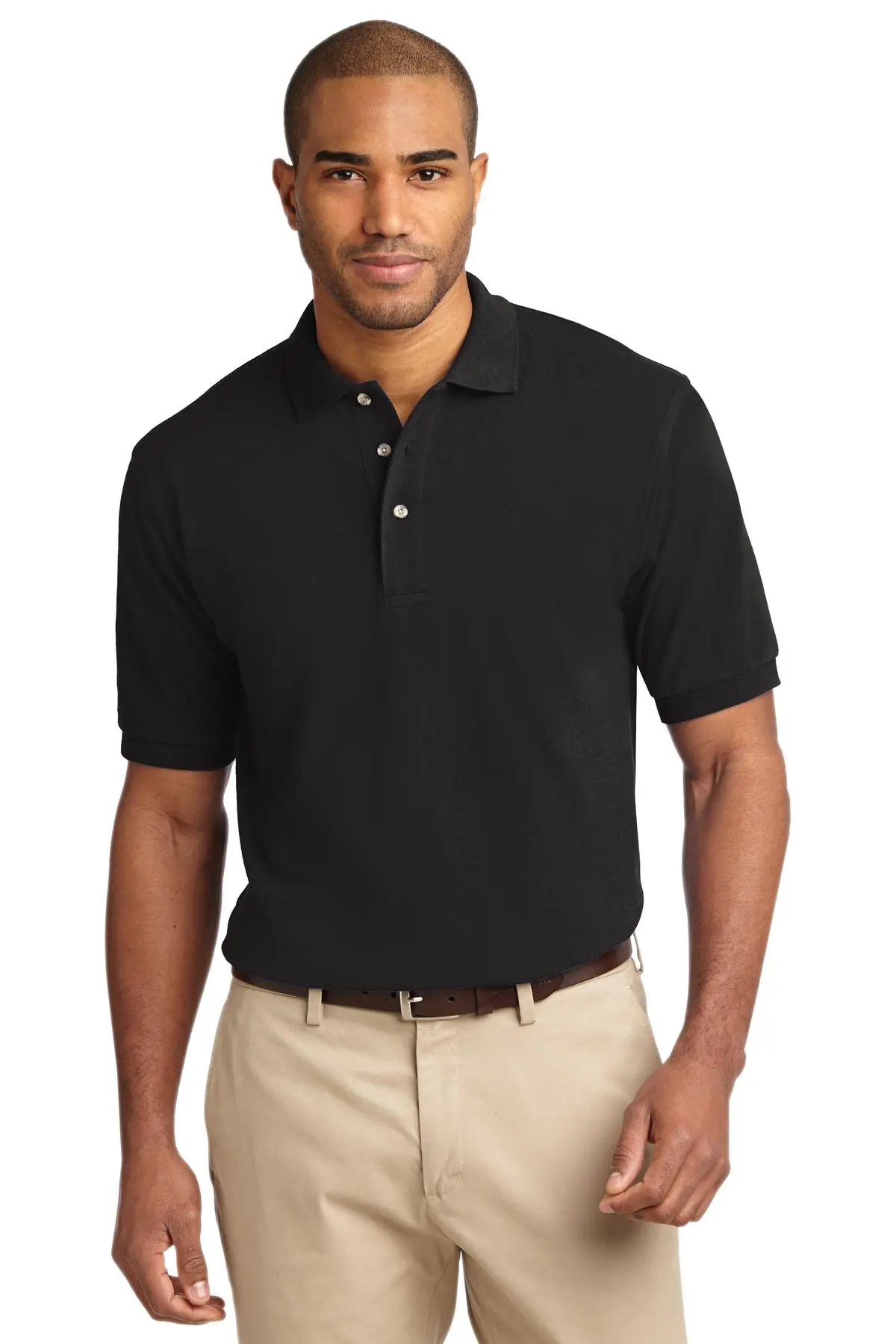 Port Authority Tall Heavyweight Cotton Pique Polo. in Black