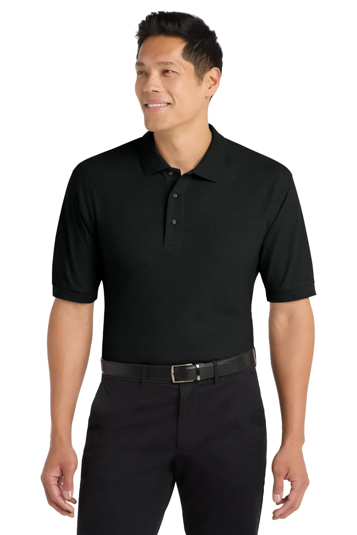 Port Authority Tall Silk Touch Polo. in Black