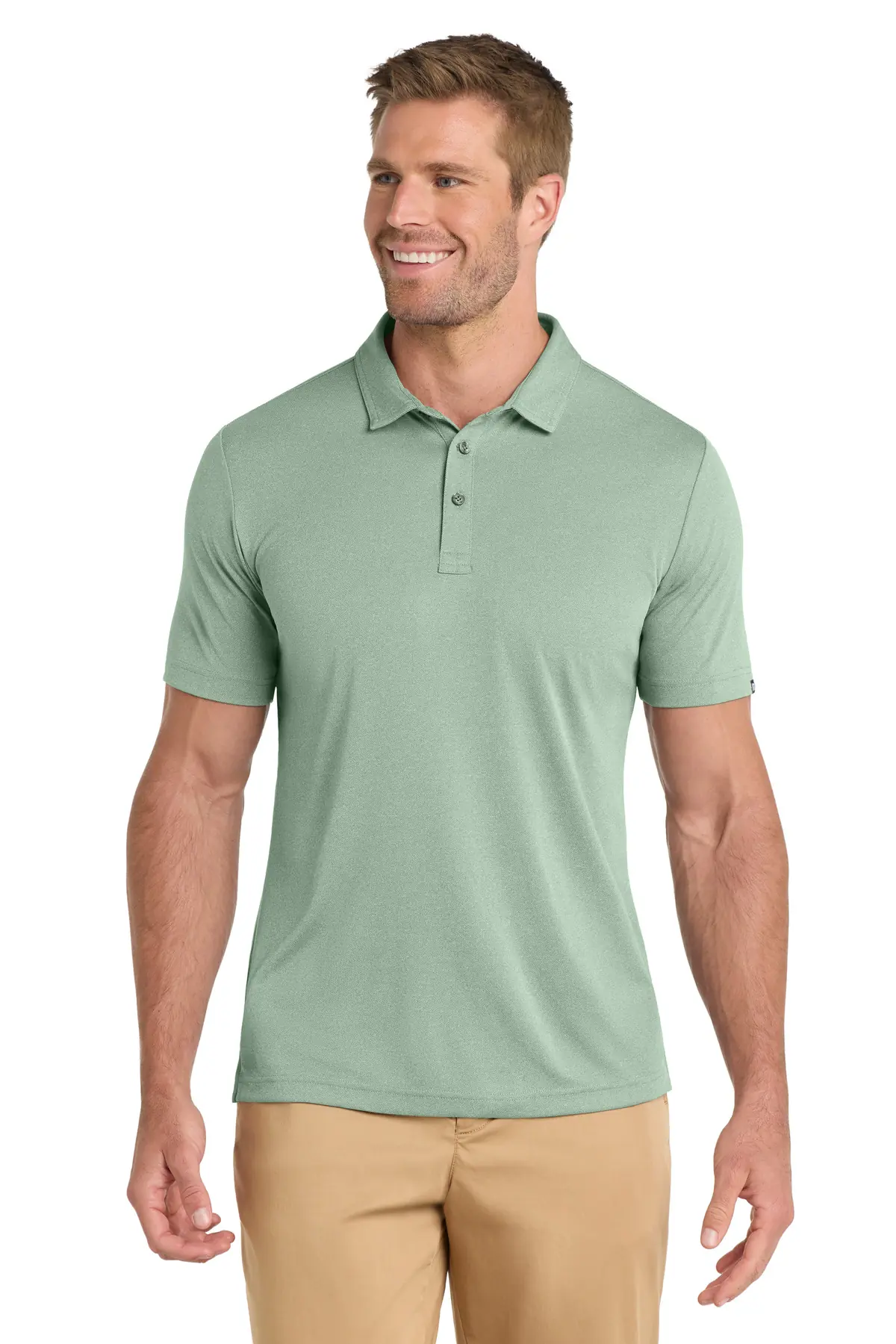 TravisMathew Coto Performance Polo. in Beryl Green Heather