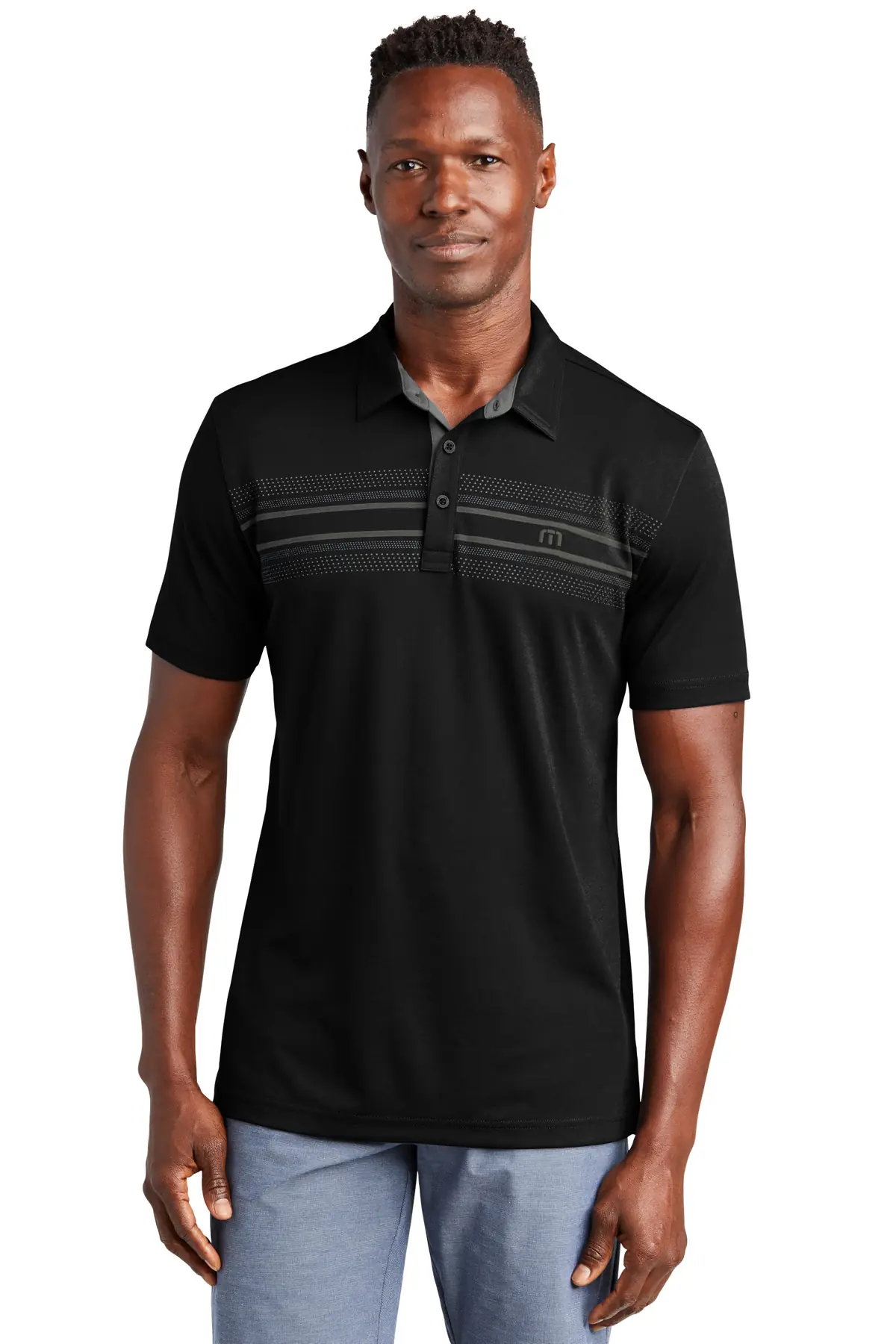 TravisMathew Monterey Chest Stripe Polo in Black