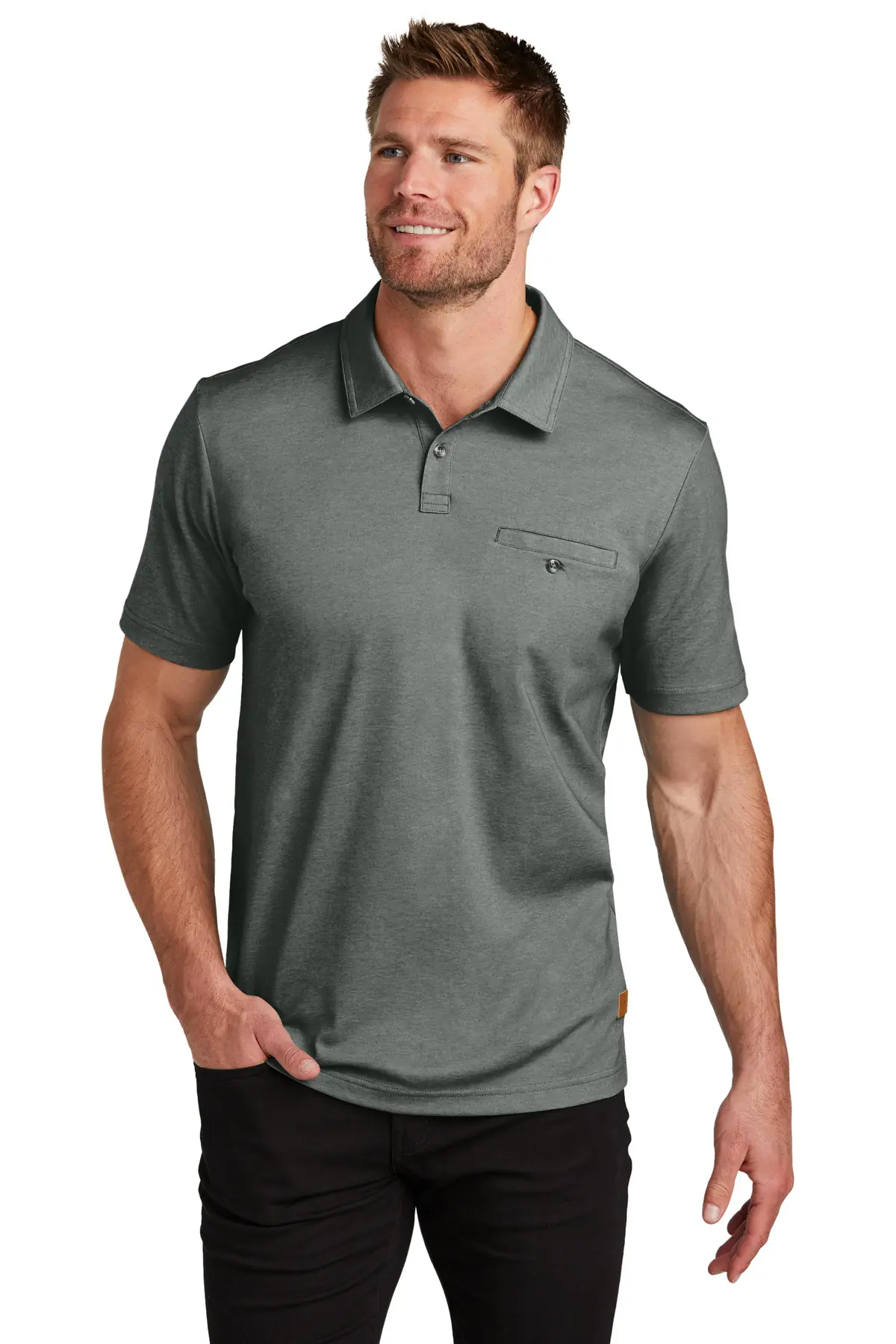 TravisMathew Sunsetters Pocket Polo in Black Heather