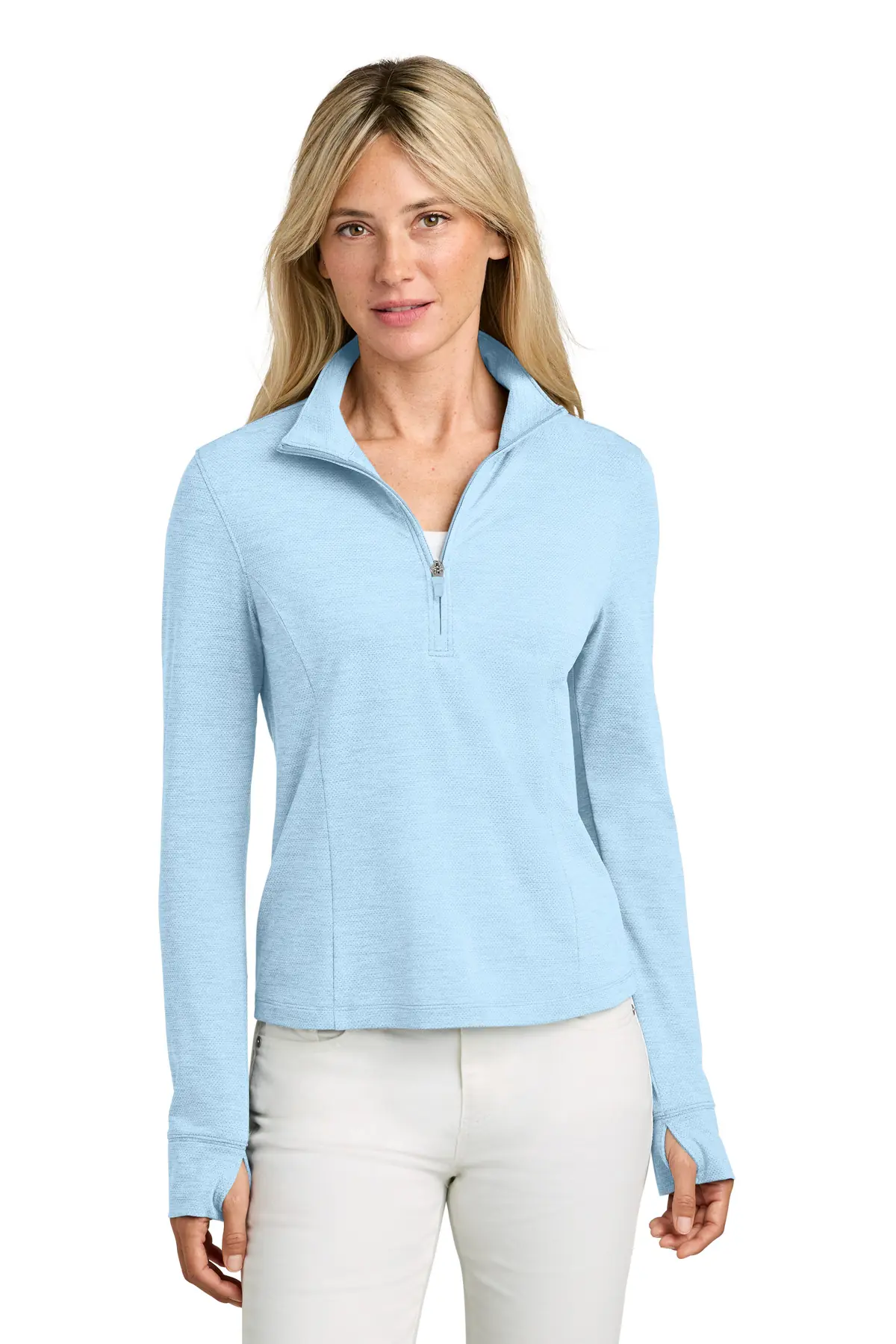 TravisMathew Women's Onward 1/2-Zip in Airy Blue Heather