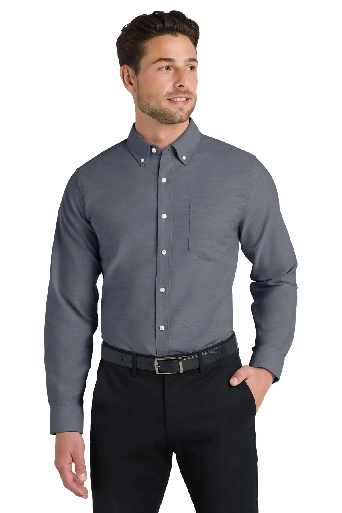 Port Authority Tall SuperPro Oxford Shirt. in Black