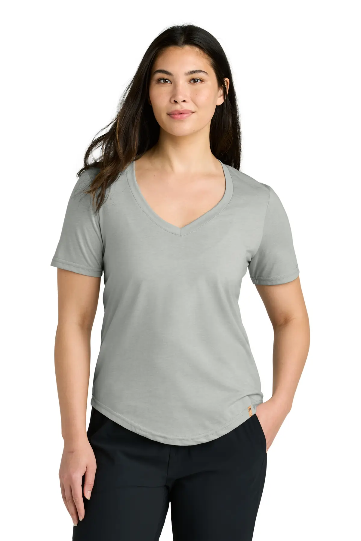 tentree Women's TreeBlend V-Neck T-Shirt in Hi Rise Grey Heather