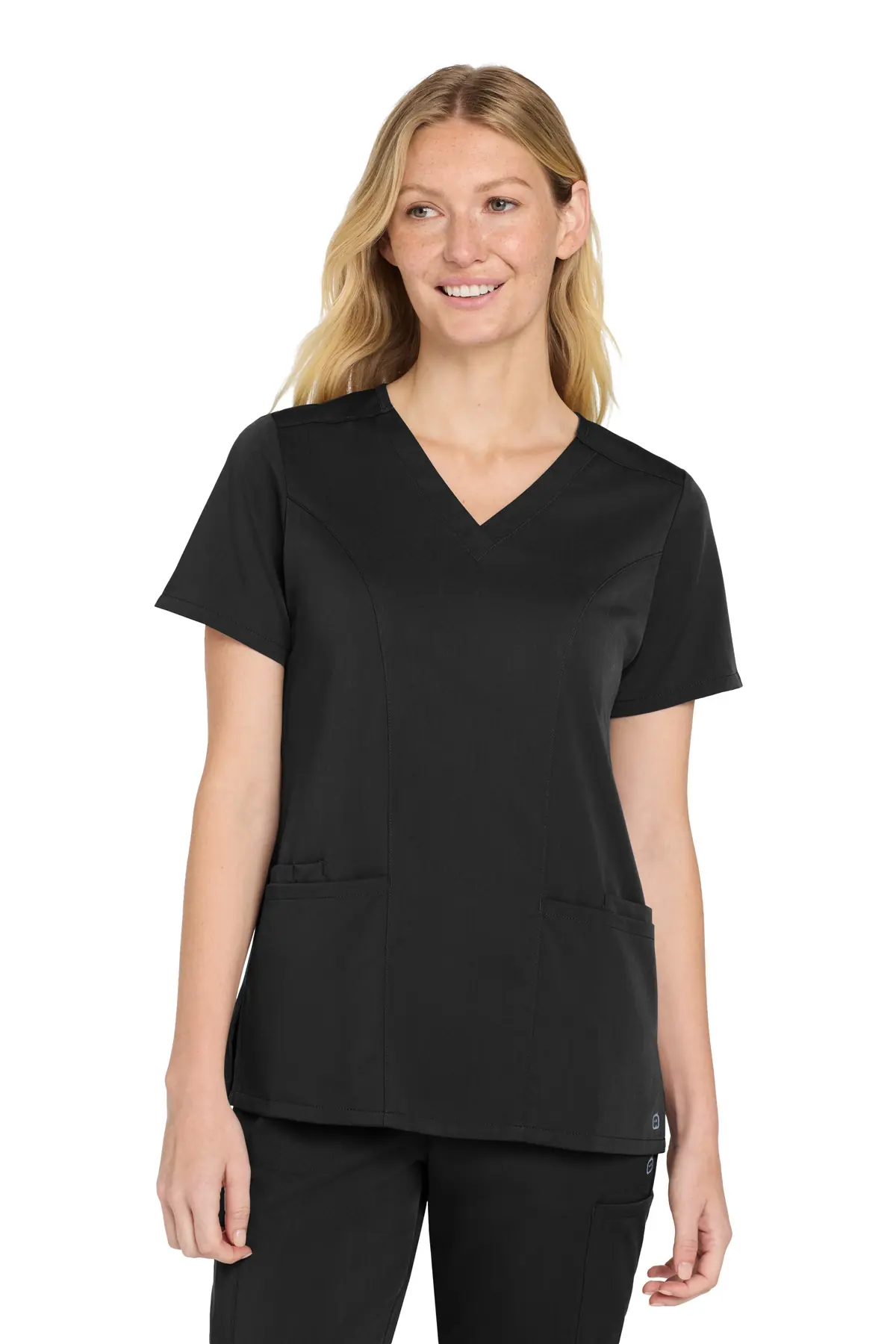Wink Women's Premiere Flex V-Neck Top in Black