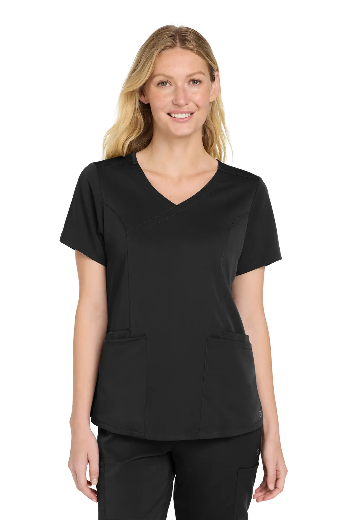 Wink Women's Premiere Flex Mock Wrap Top in Black