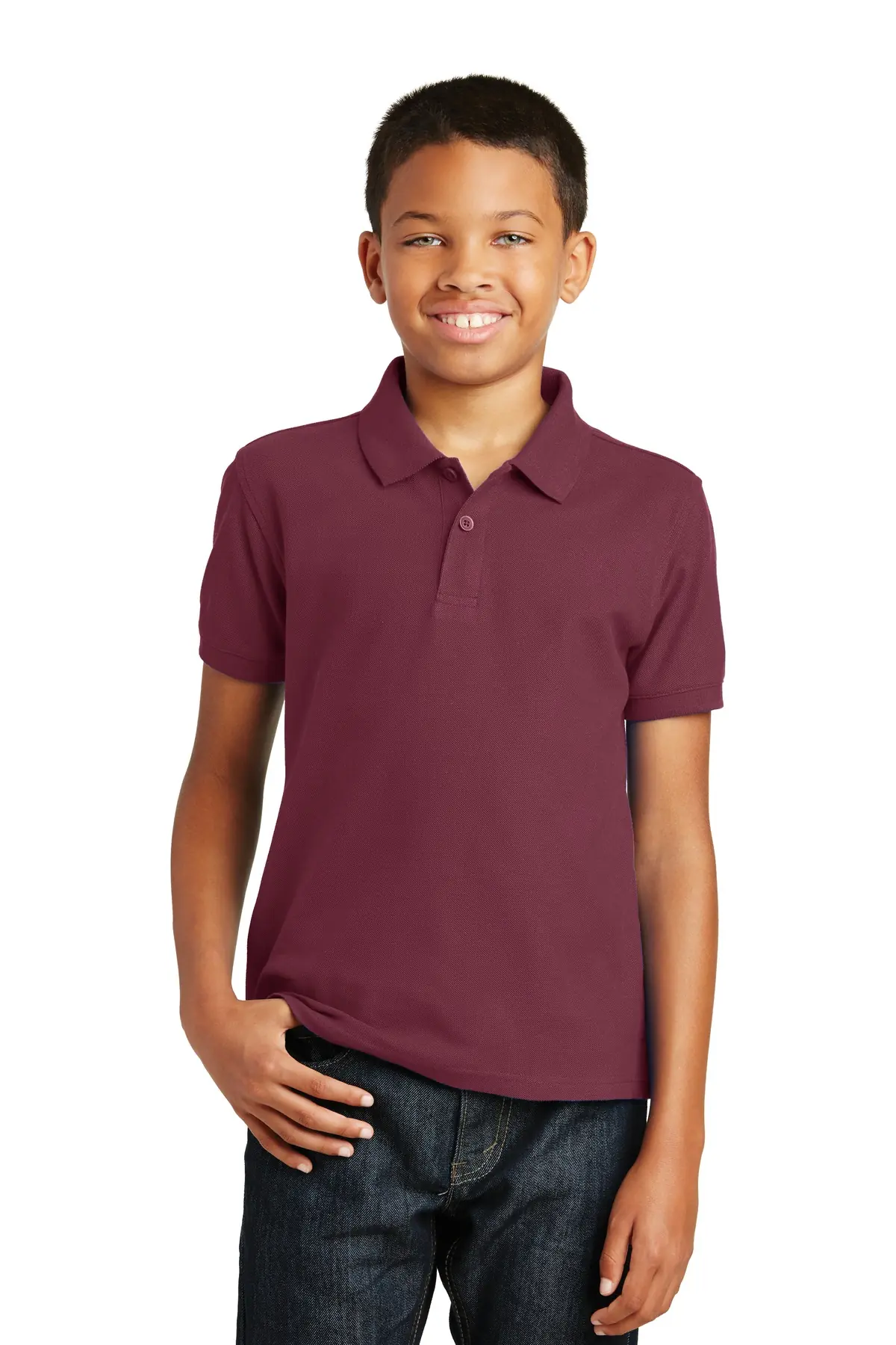 Port Authority Youth Core Classic Pique Polo. in Burgundy