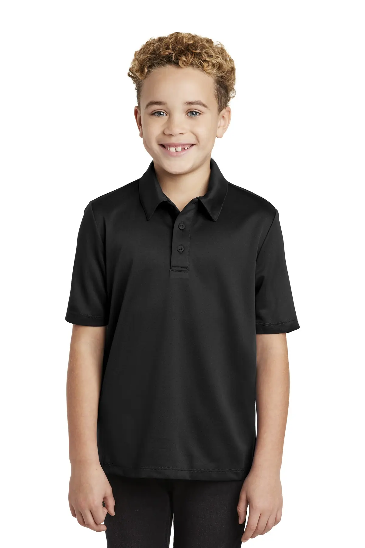 Port Authority Youth Silk Touch Performance Polo. in Black