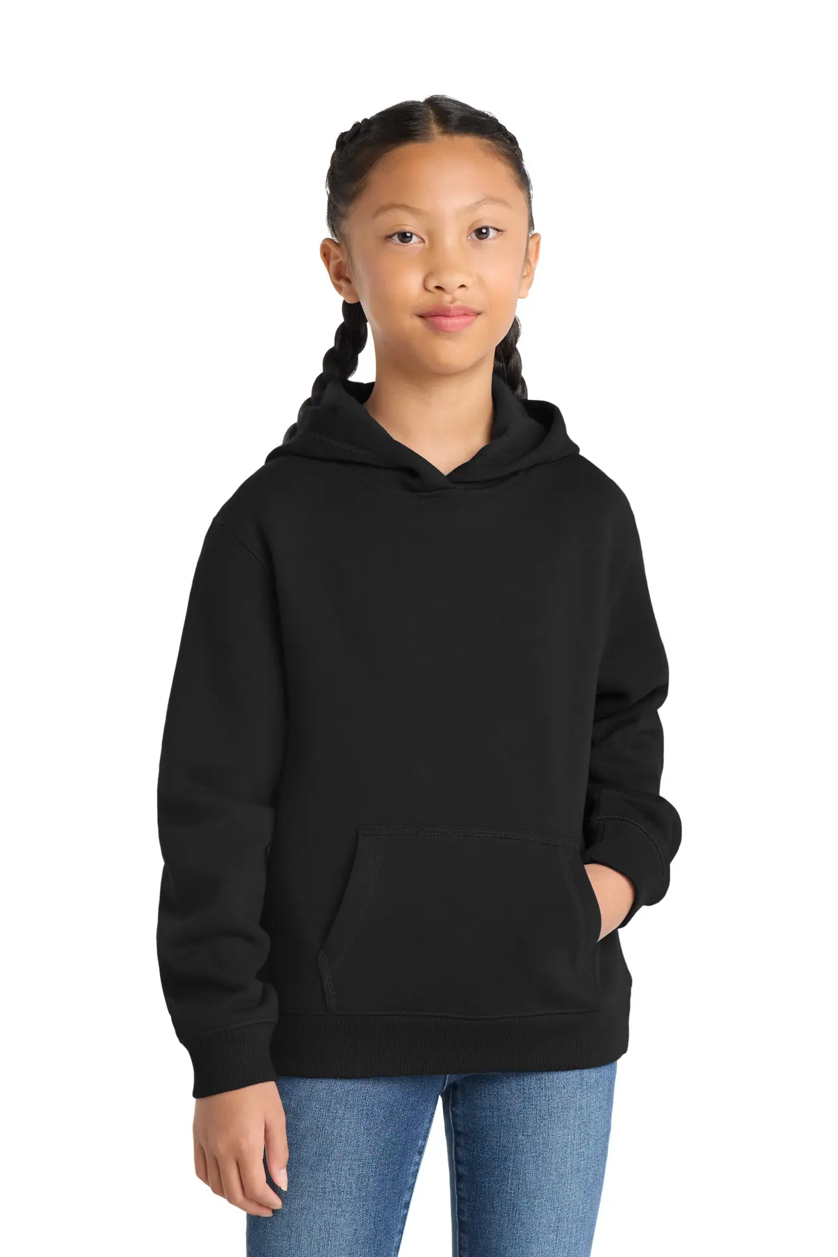 Sport-Tek Youth Pullover Hooded Sweatshirt. in Black
