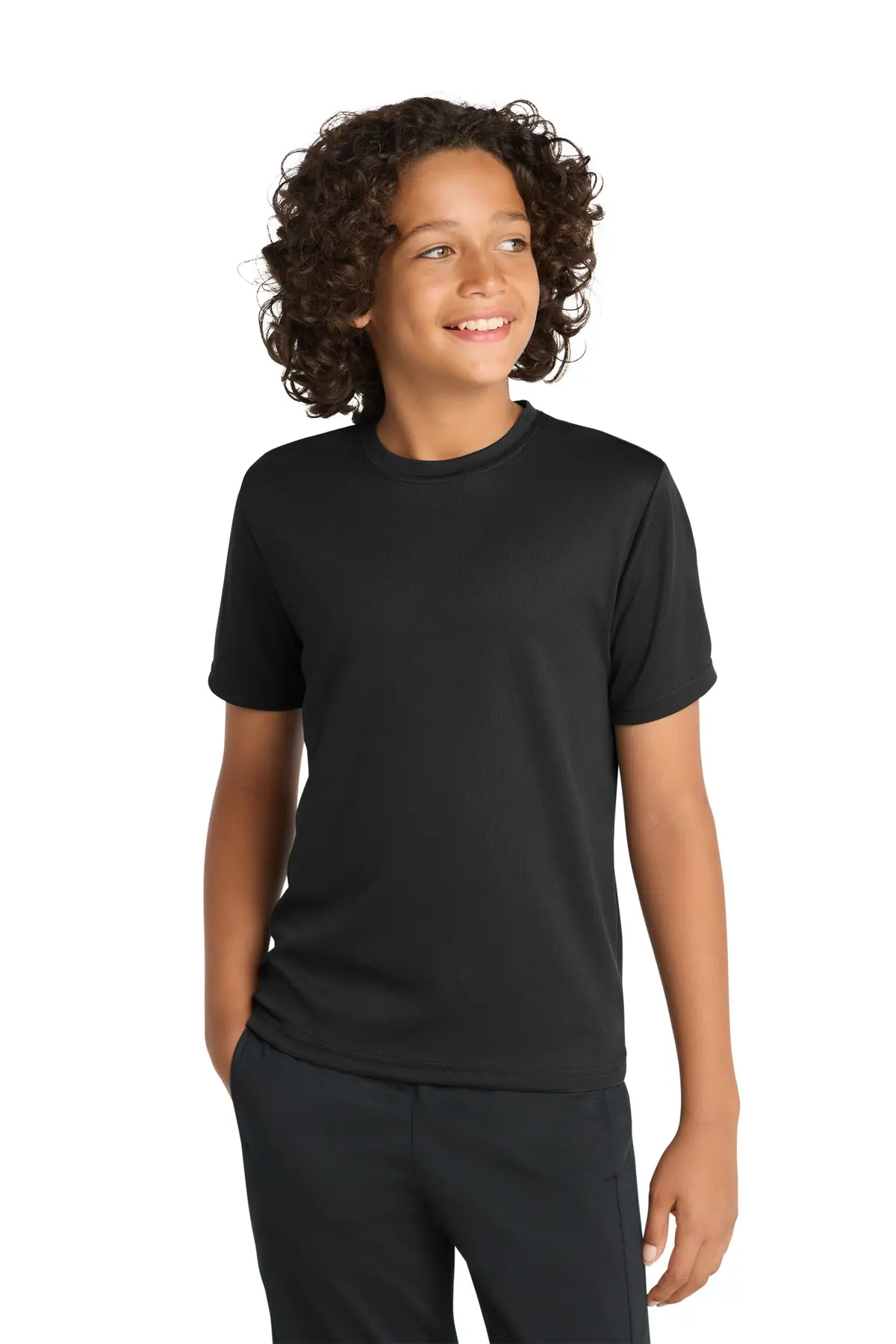 Sport-Tek Youth PosiCharge RacerMesh Tee. in Black
